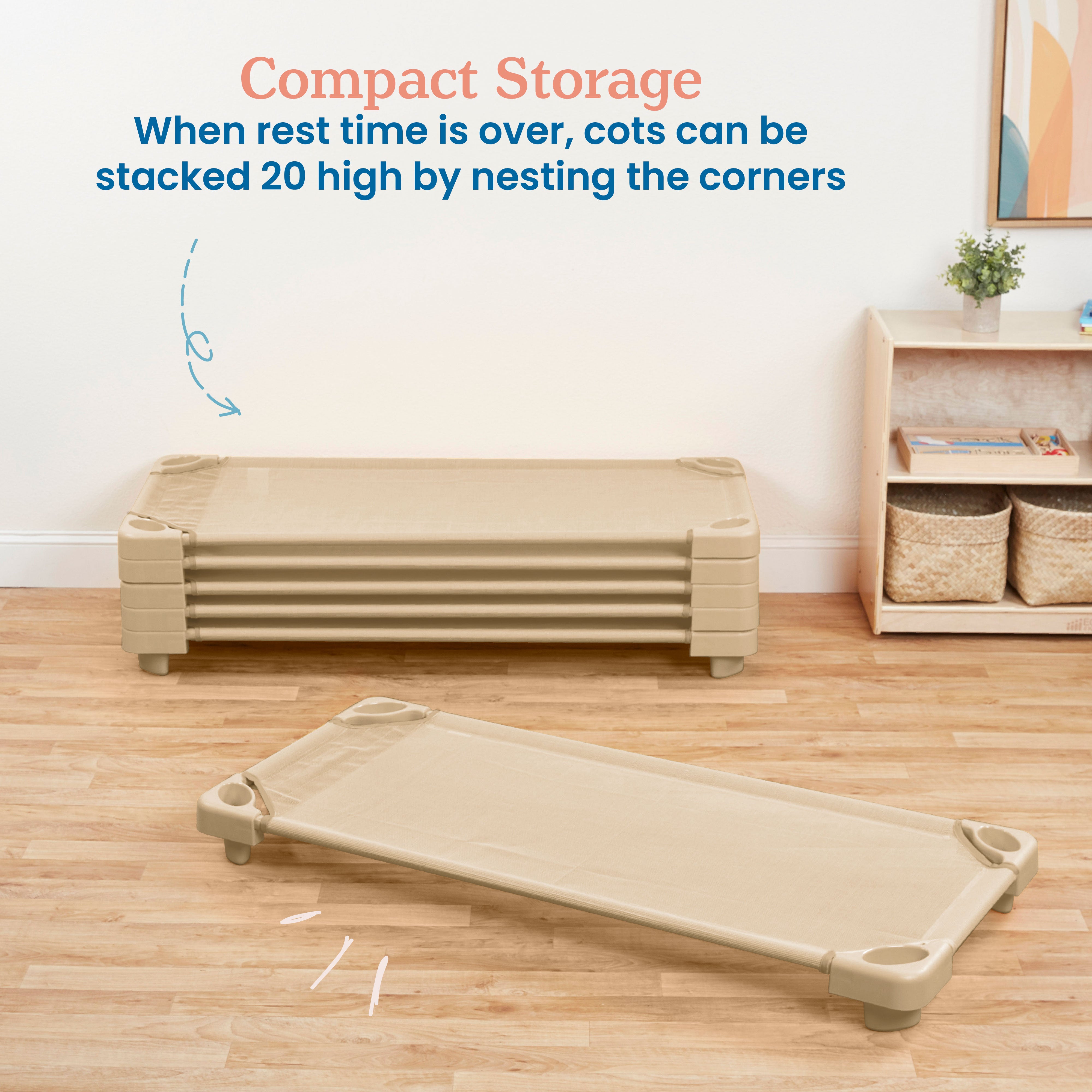 Stackable Kiddie Cot, Ready-to-Assemble, Standard Size, 6-Pack