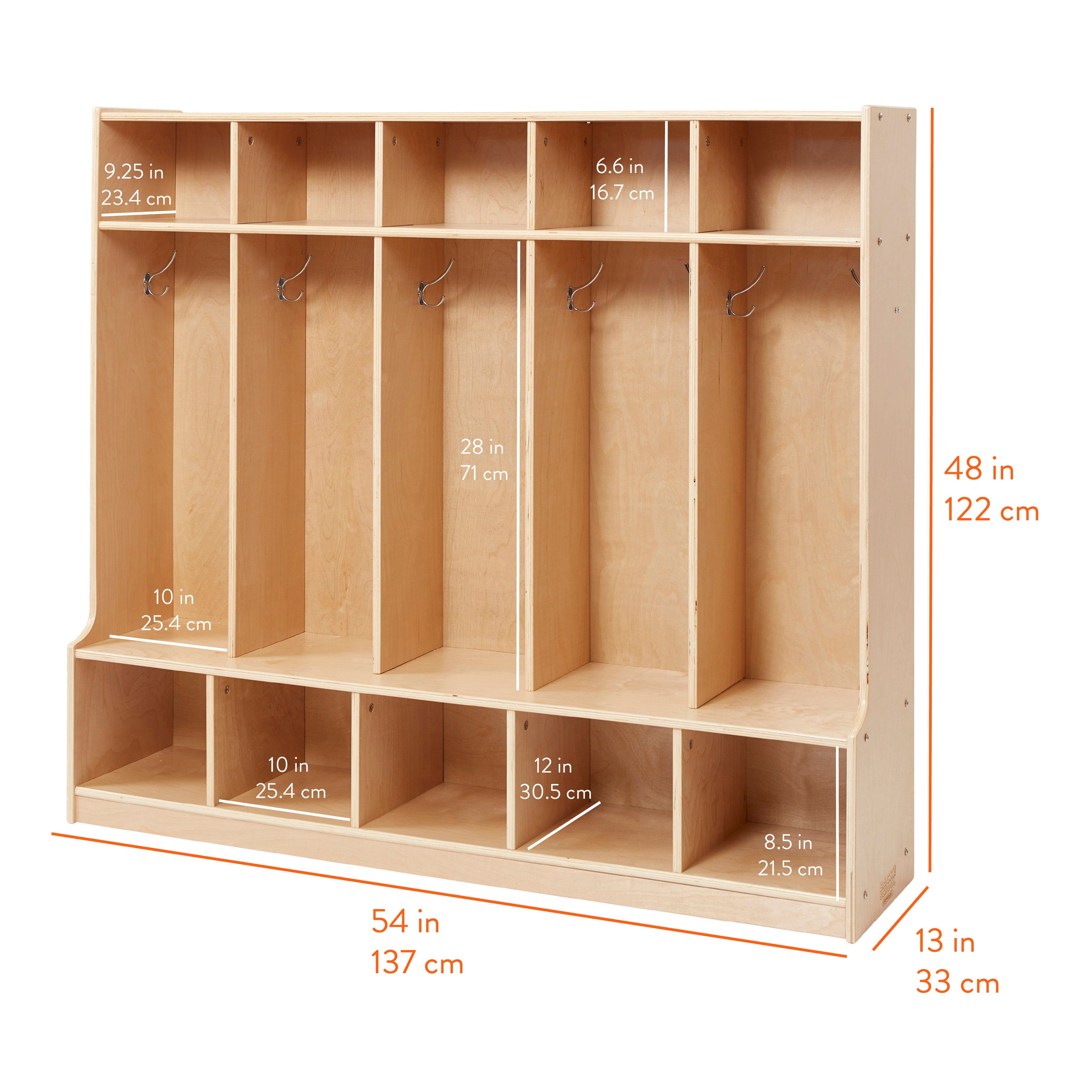 5-Section Cubby Storage Coat Locker with Bench