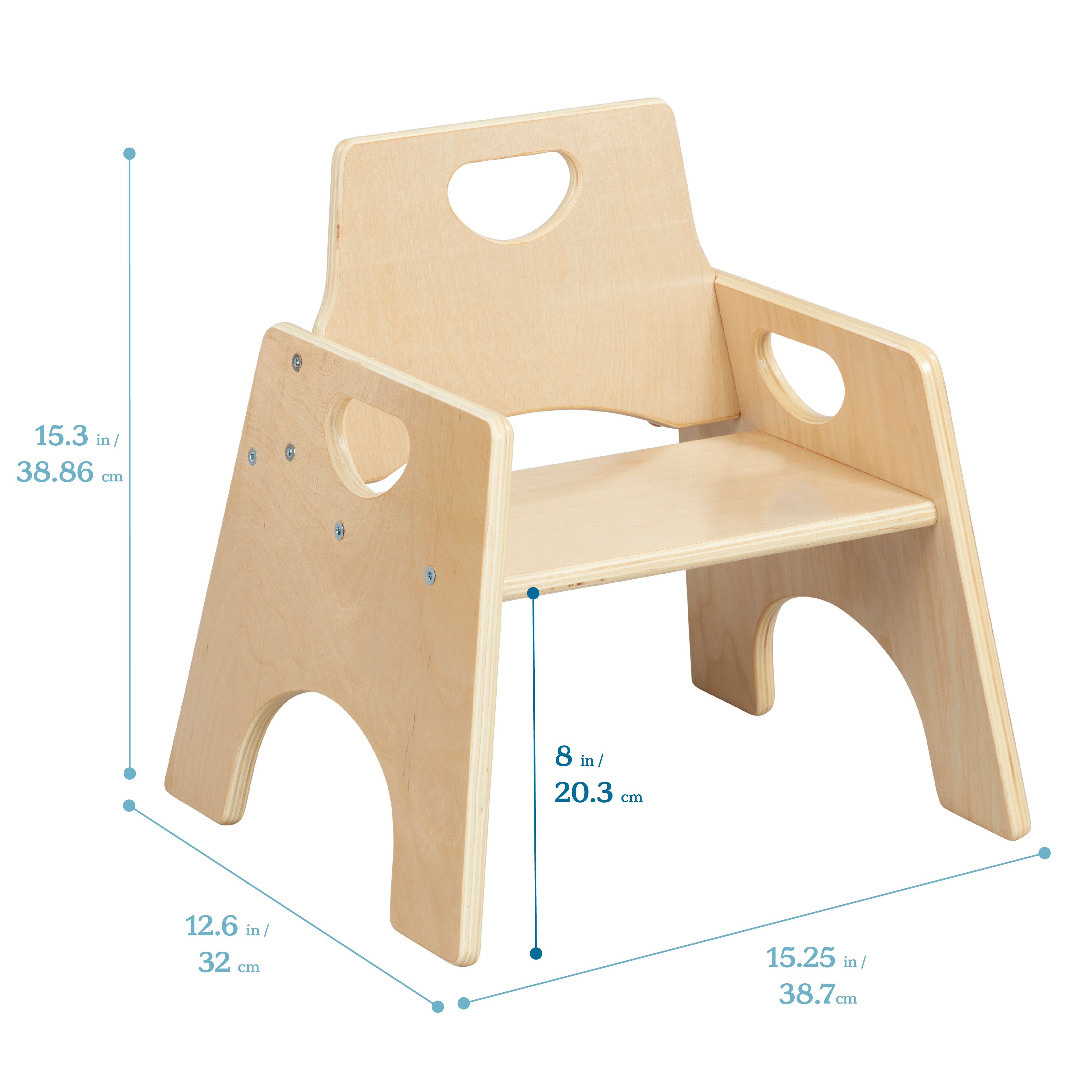 Stackable Wooden Toddler Chair, 8in, 2-Pack