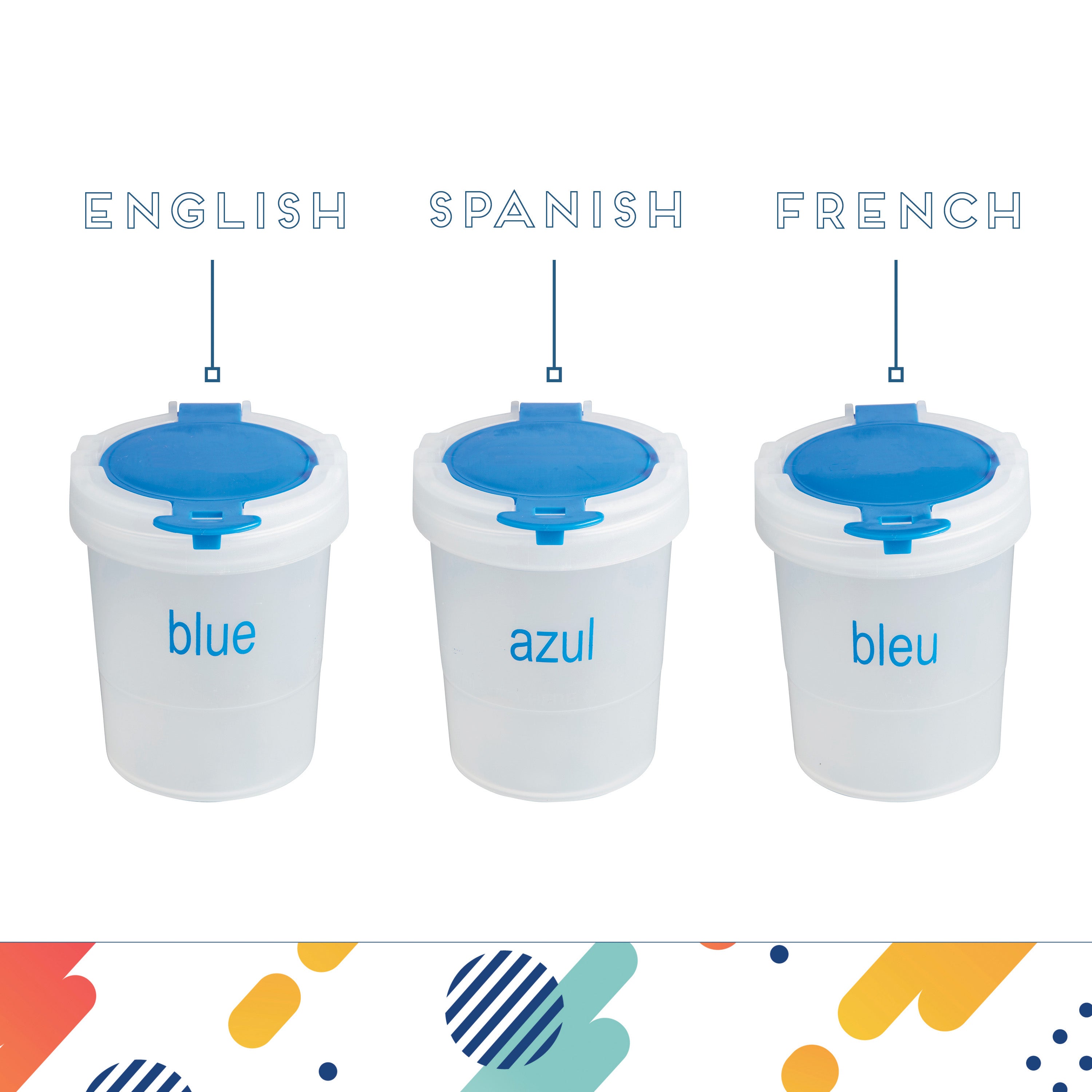 Mini Trilingual Paint Cups and Brushes, 13-Piece