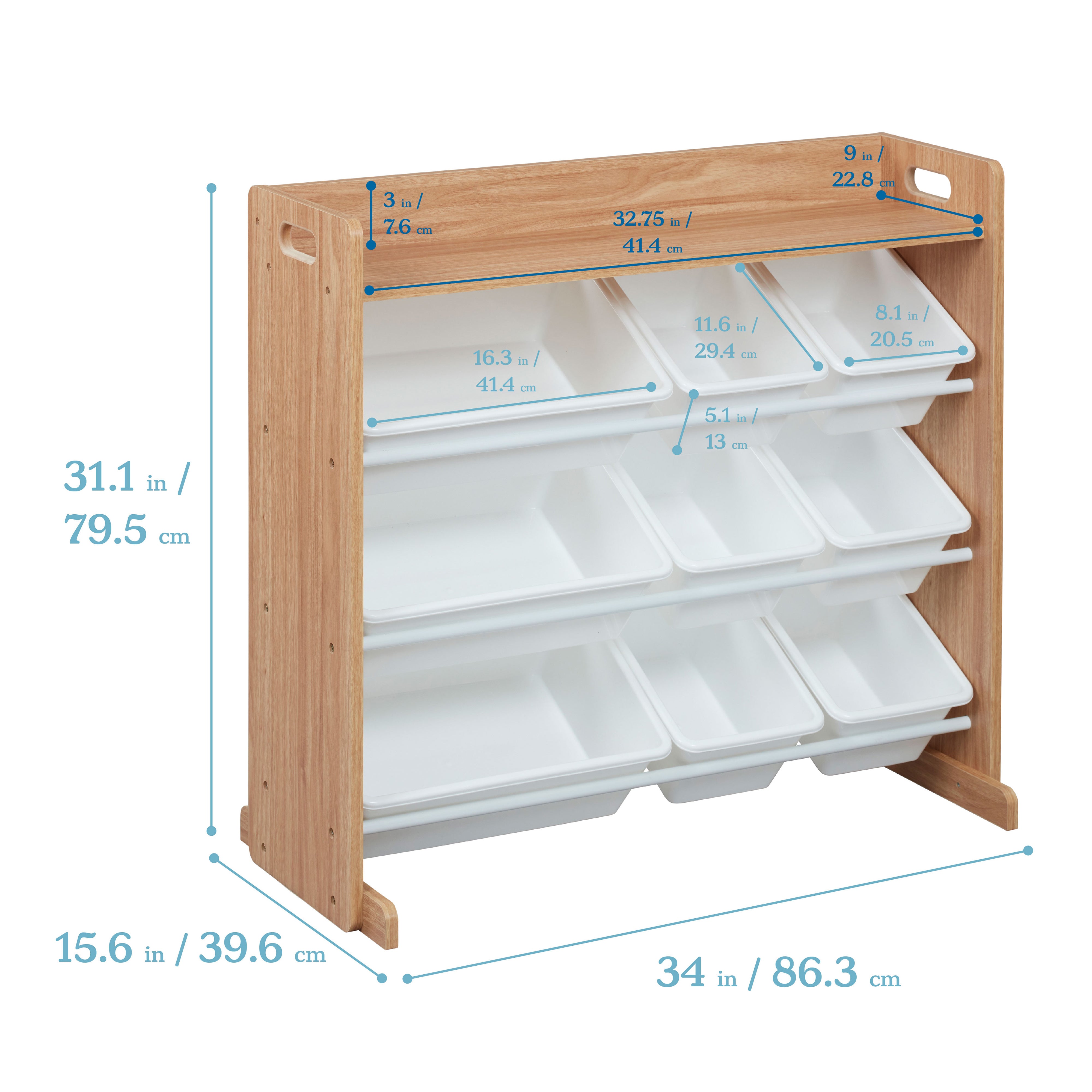 3-Tier Organizer with Shelf and 9 Bins