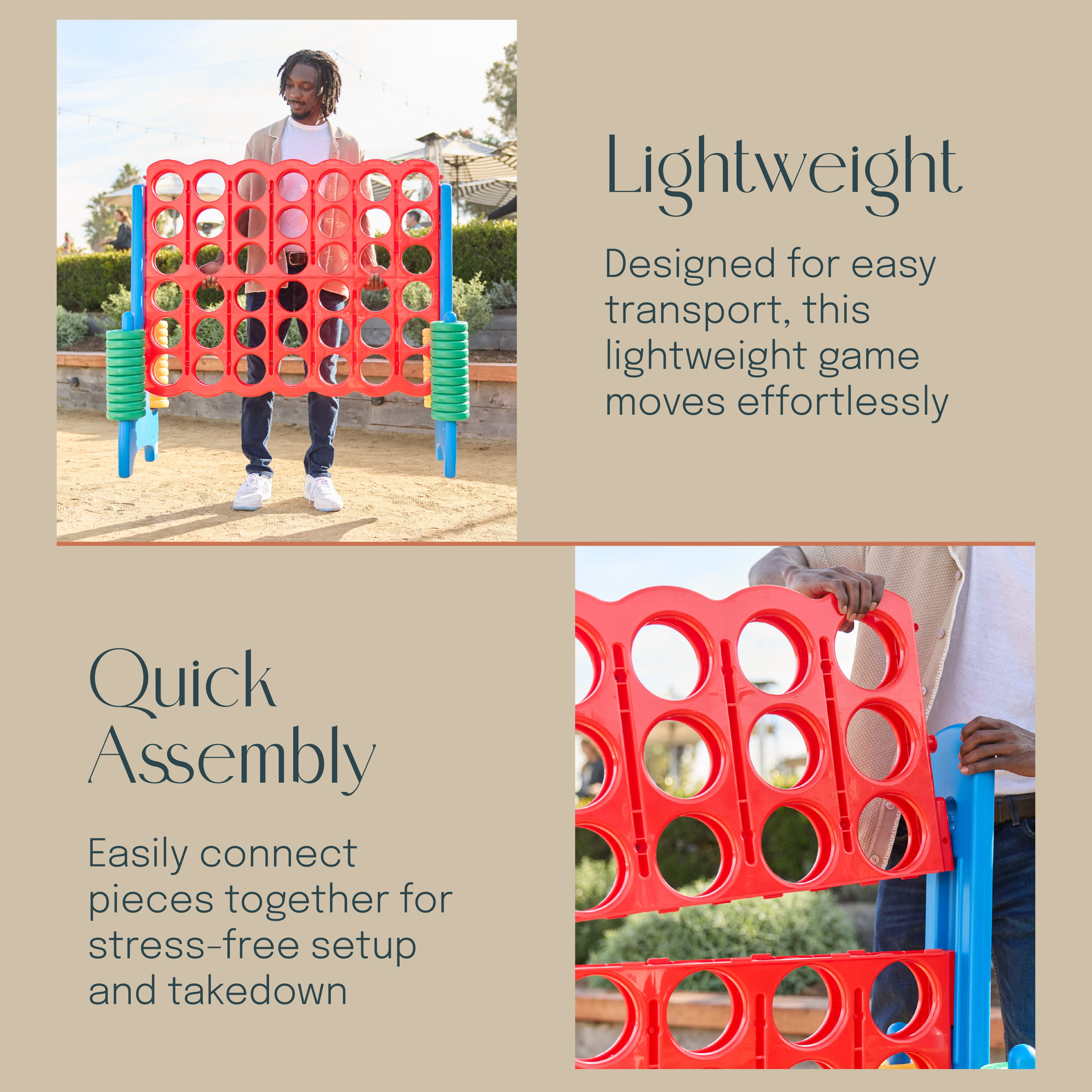 Giant 4-in-A-Row Indoor and Outdoor Yard Game Set, 3.8ft Tall