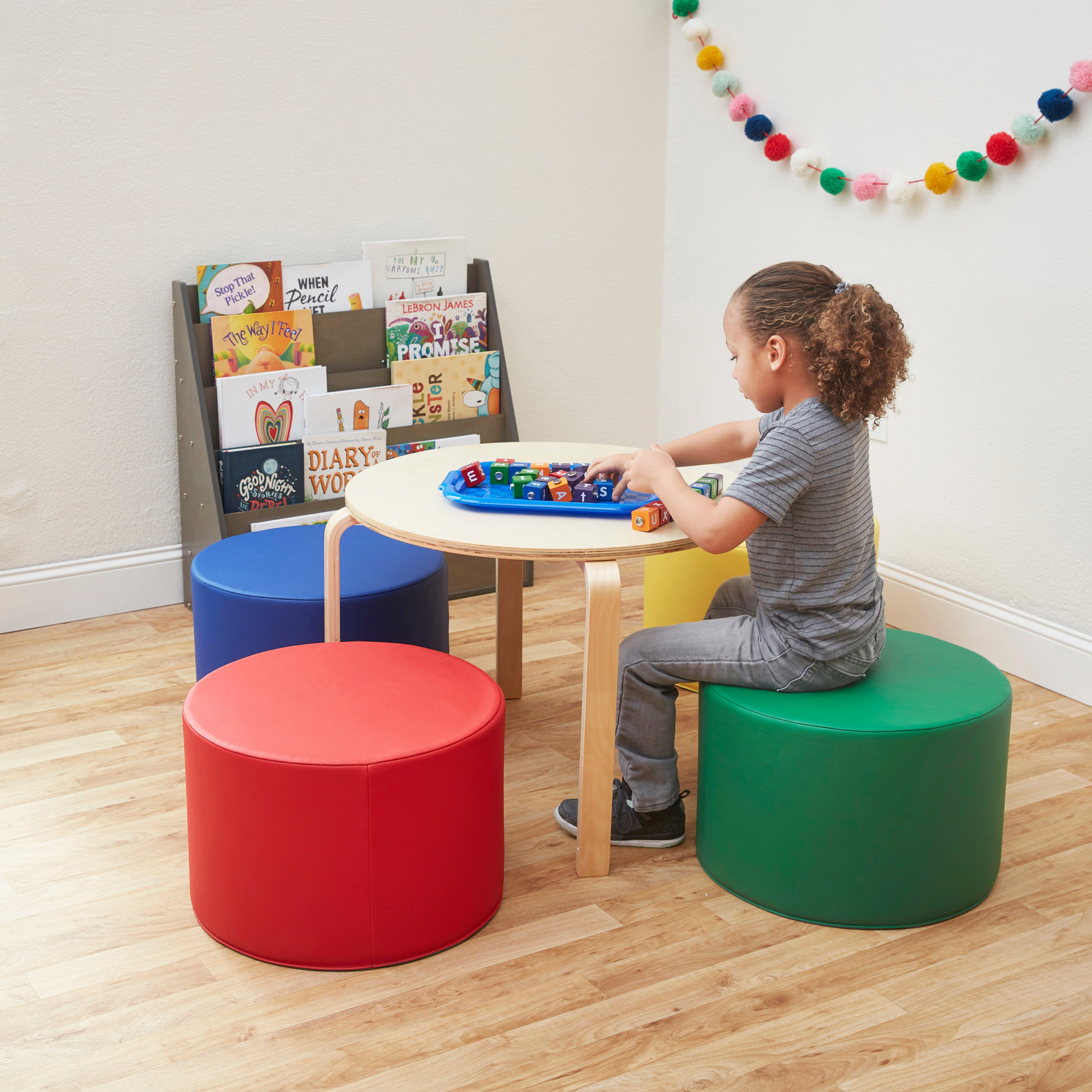 SoftZone Foam Ottoman Set, Round, 4-Piece