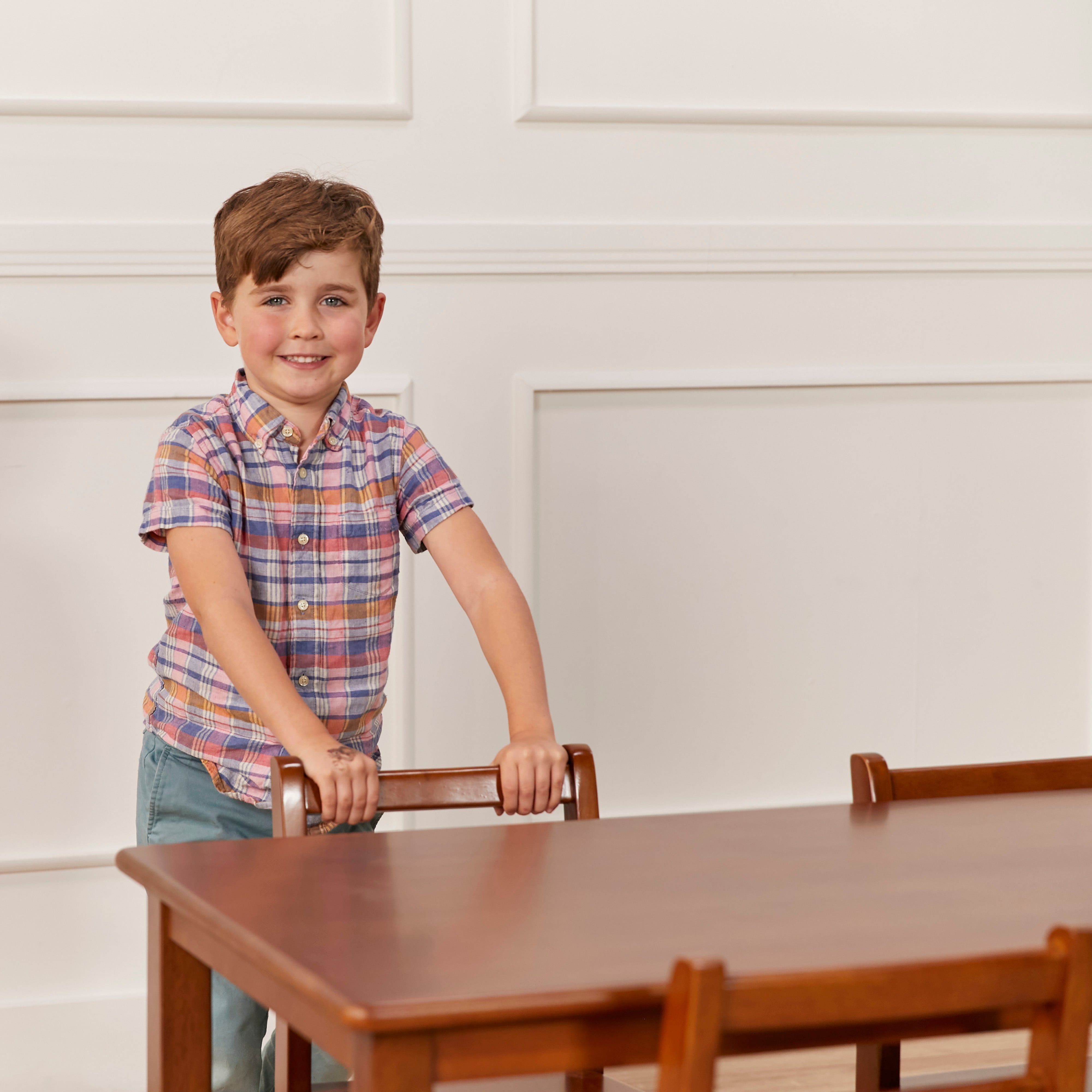 24in x 48in Rectangular Hardwood Table and Chair Set, 12in Seat Height, 5-Piece
