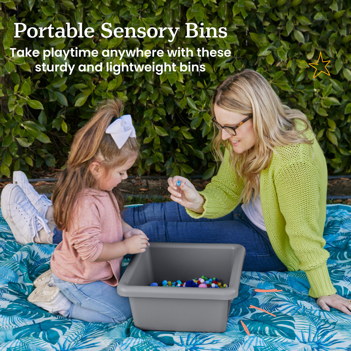 Stackable Square Bins with Non-Snap Lids, 2-Pack