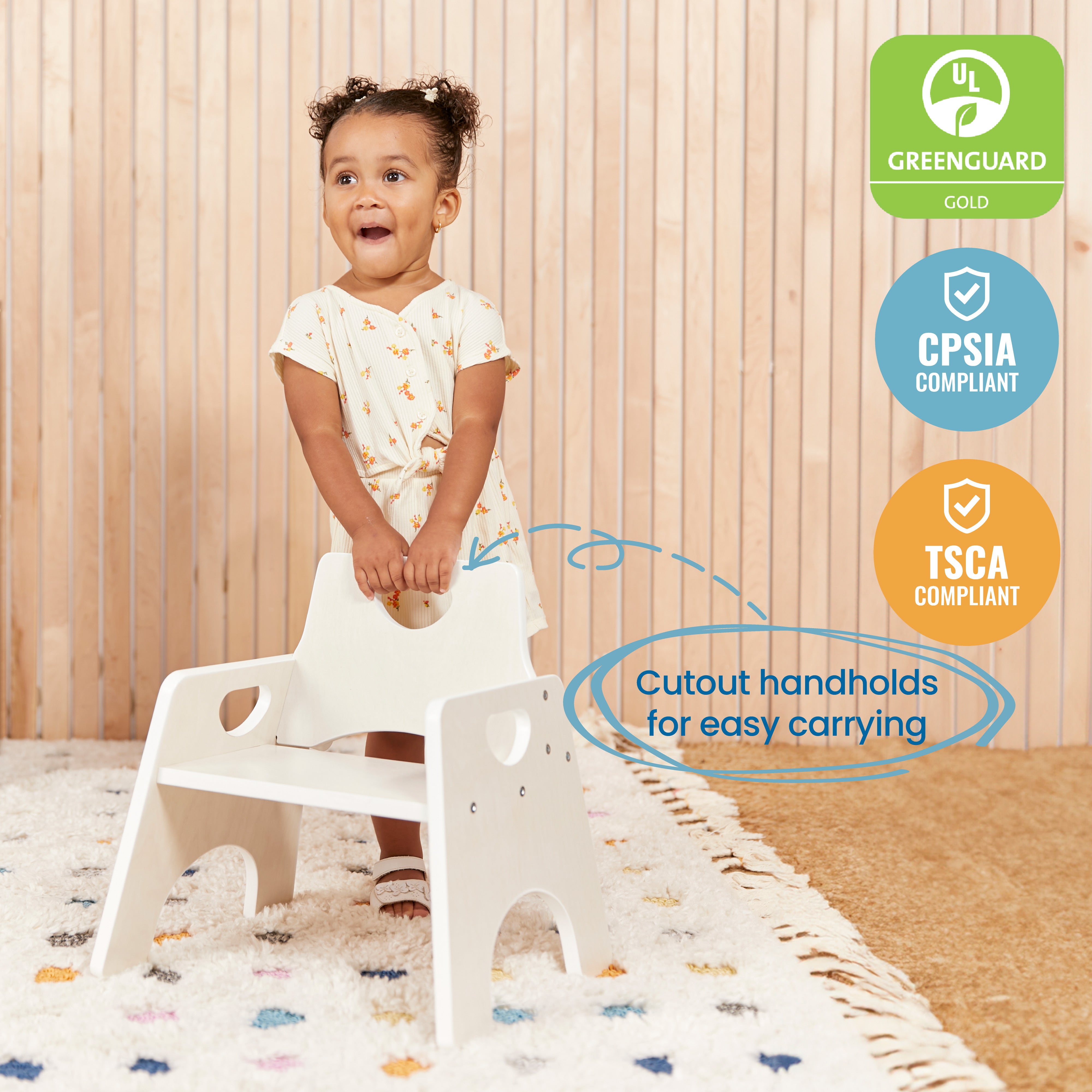 Stackable Wooden Toddler Chair, 8in, 2-Pack