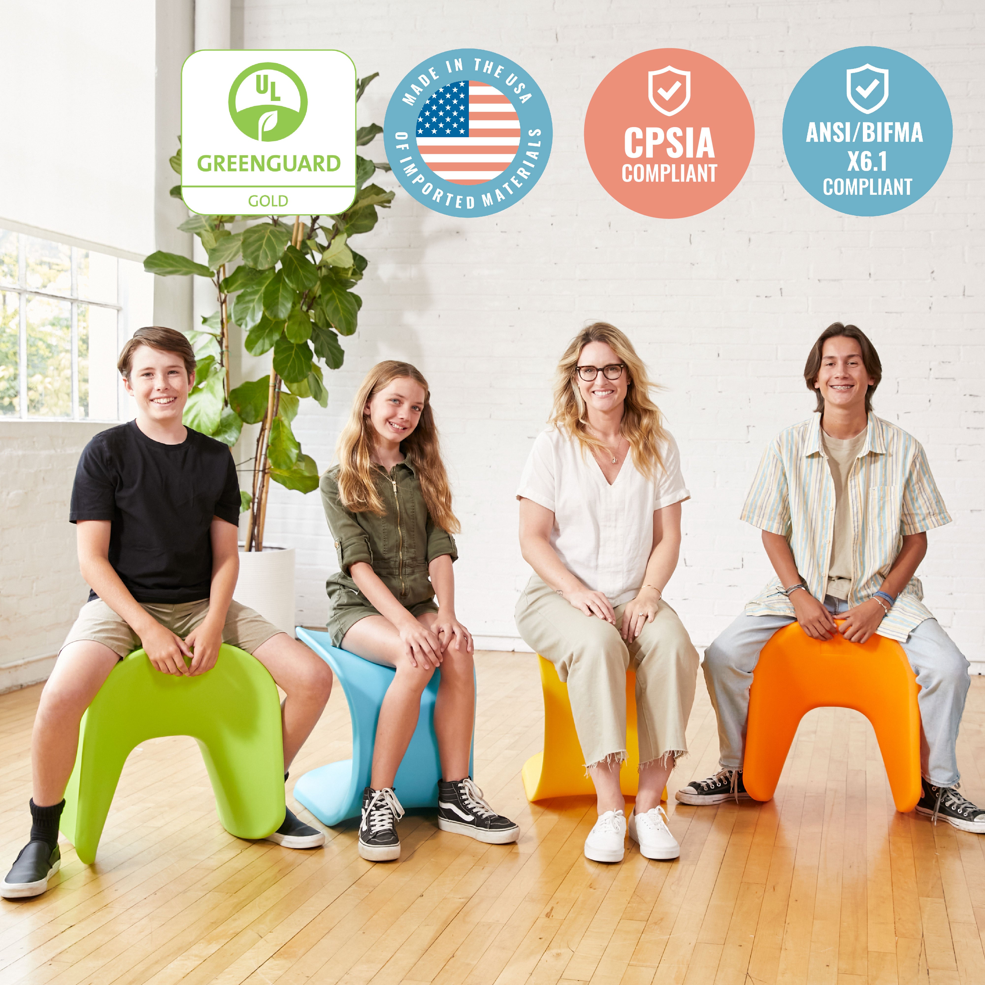 Wave Seat, 18in - 19.6in Seat Height, 2-Pack