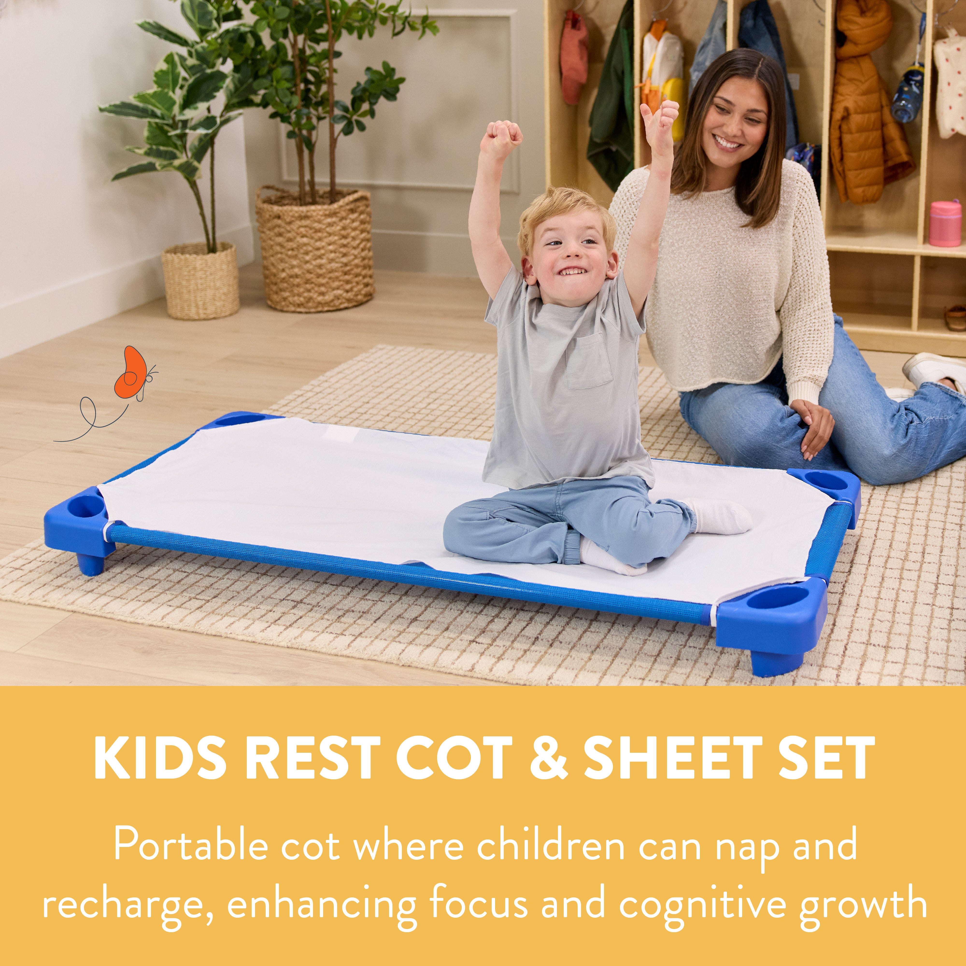 Sleepline Stackable Cots with Sheet, RTA, 6-Pack