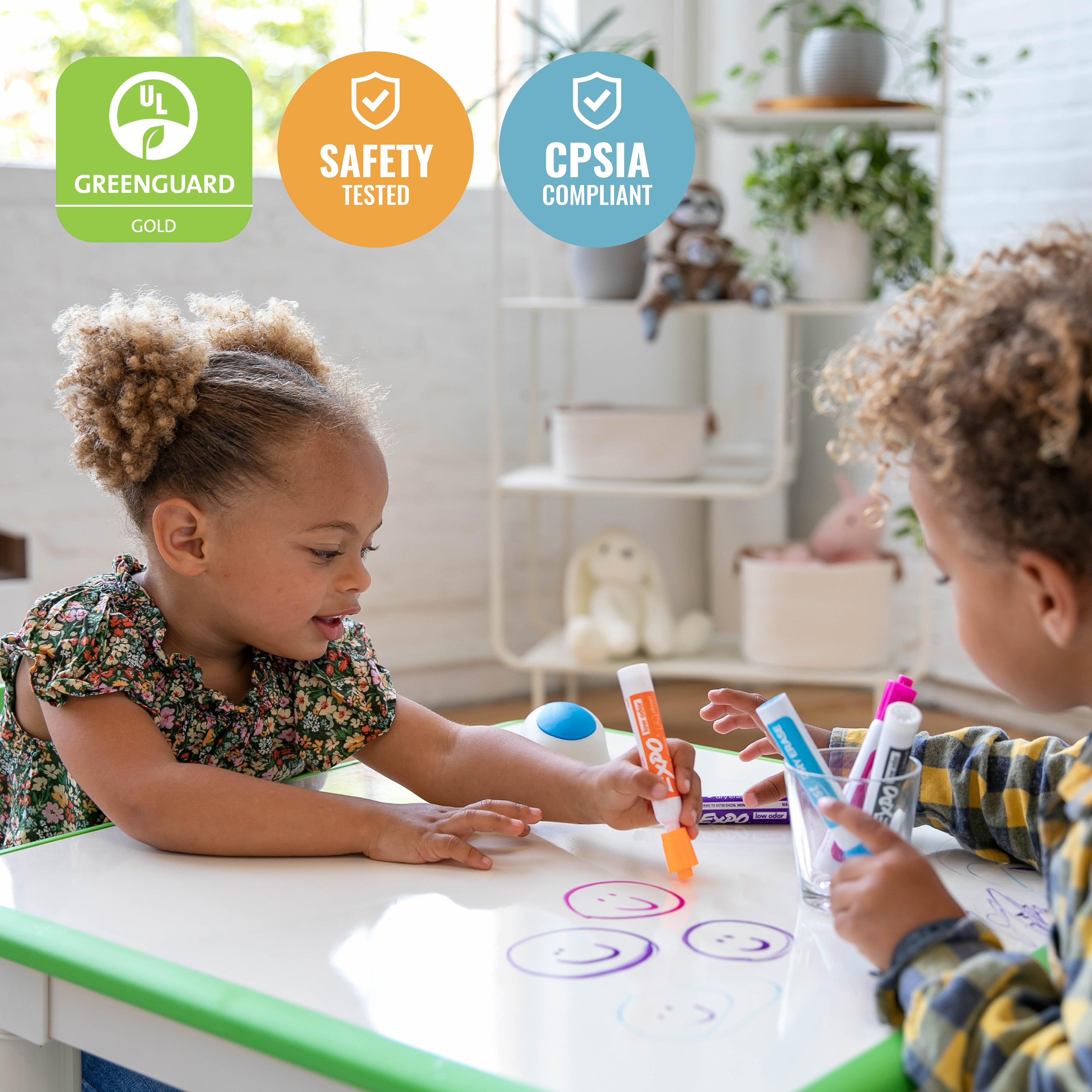 Dry-Erase Square Activity Table with 2 Chairs, Adjustable, 3-Piece