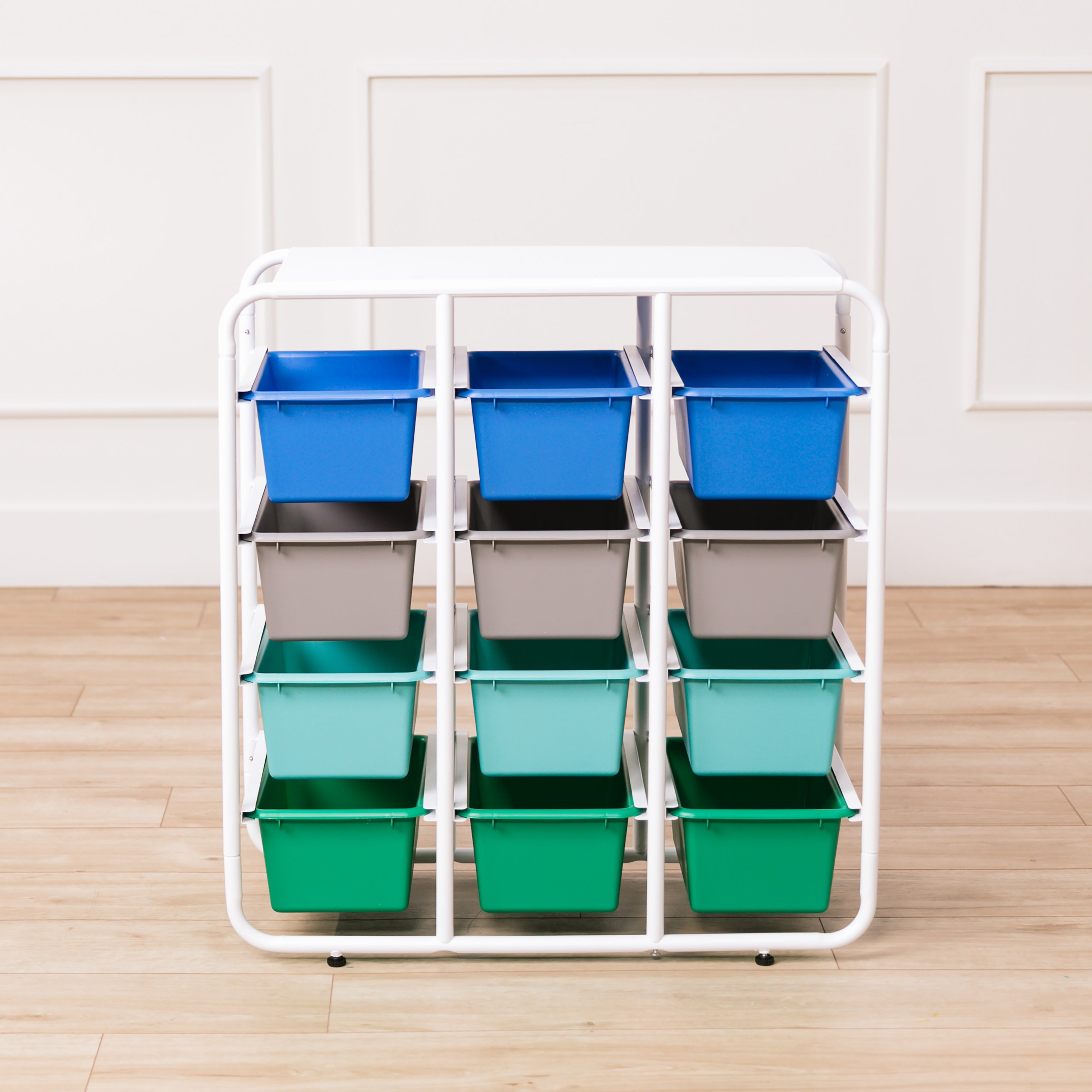 4-Tier Storage Rack with 12 Cubby Bins 4x3