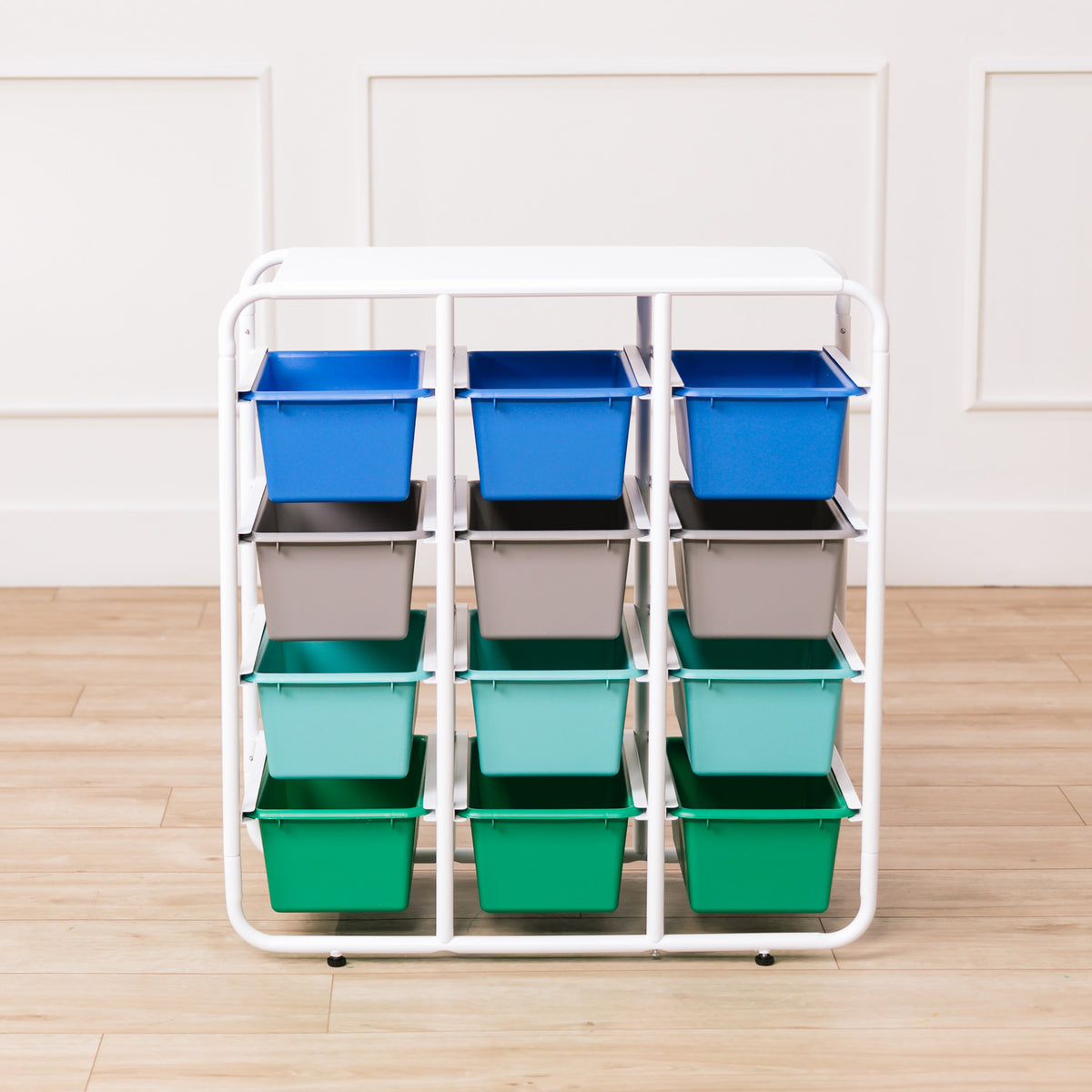 4-Tier Storage Rack with 12 Cubby Bins, 4x3