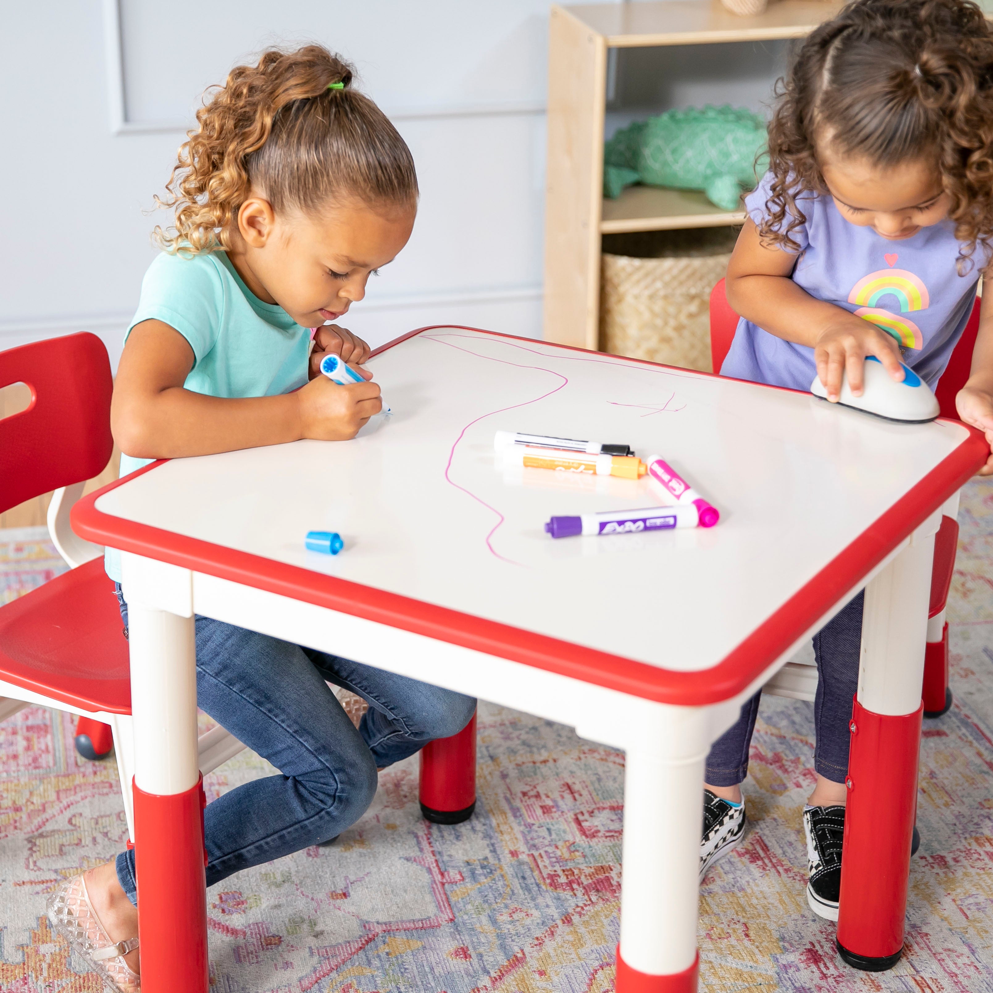 Dry-Erase Square Activity Table with Two Chairs, 3-Piece
