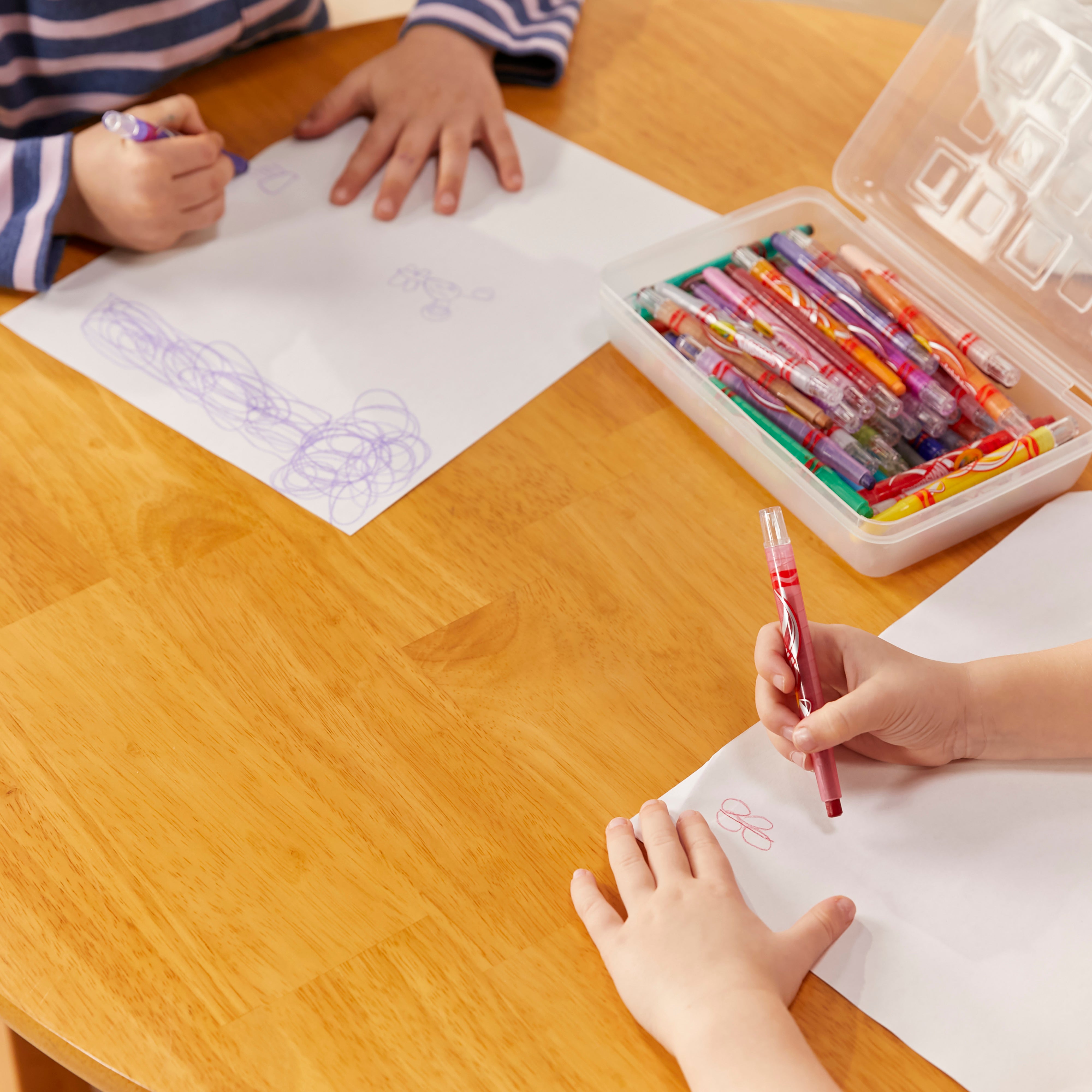 30in D Round Hardwood Table with 20in Legs and Two 10in Chairs, 3-Piece