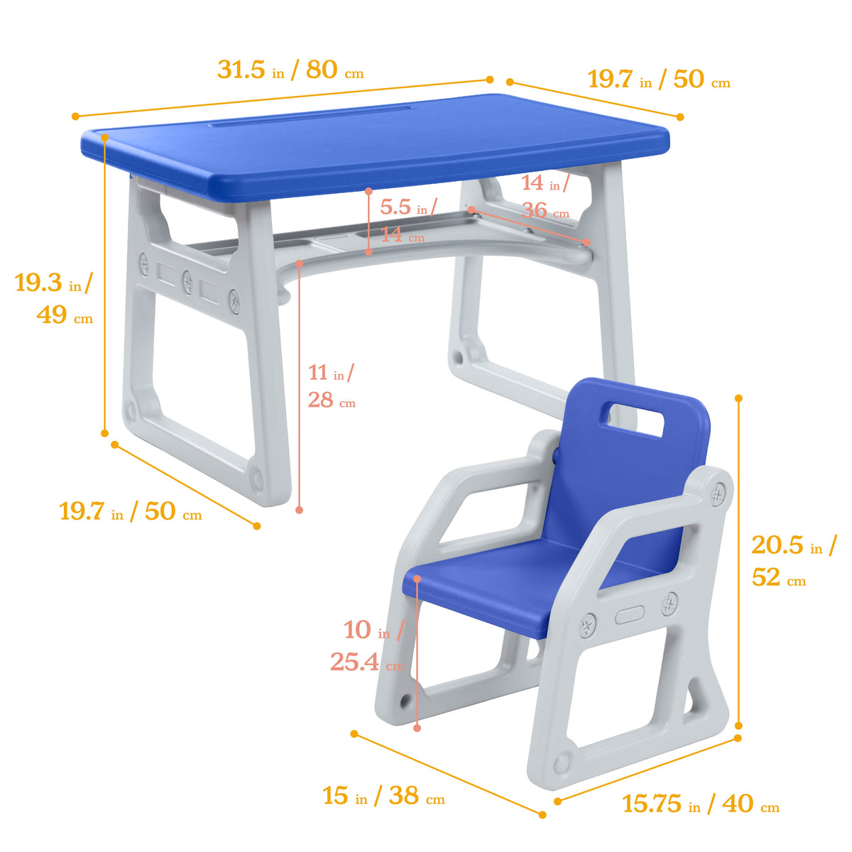 Toddler Plus Desk and Chair Set, 2-Piece