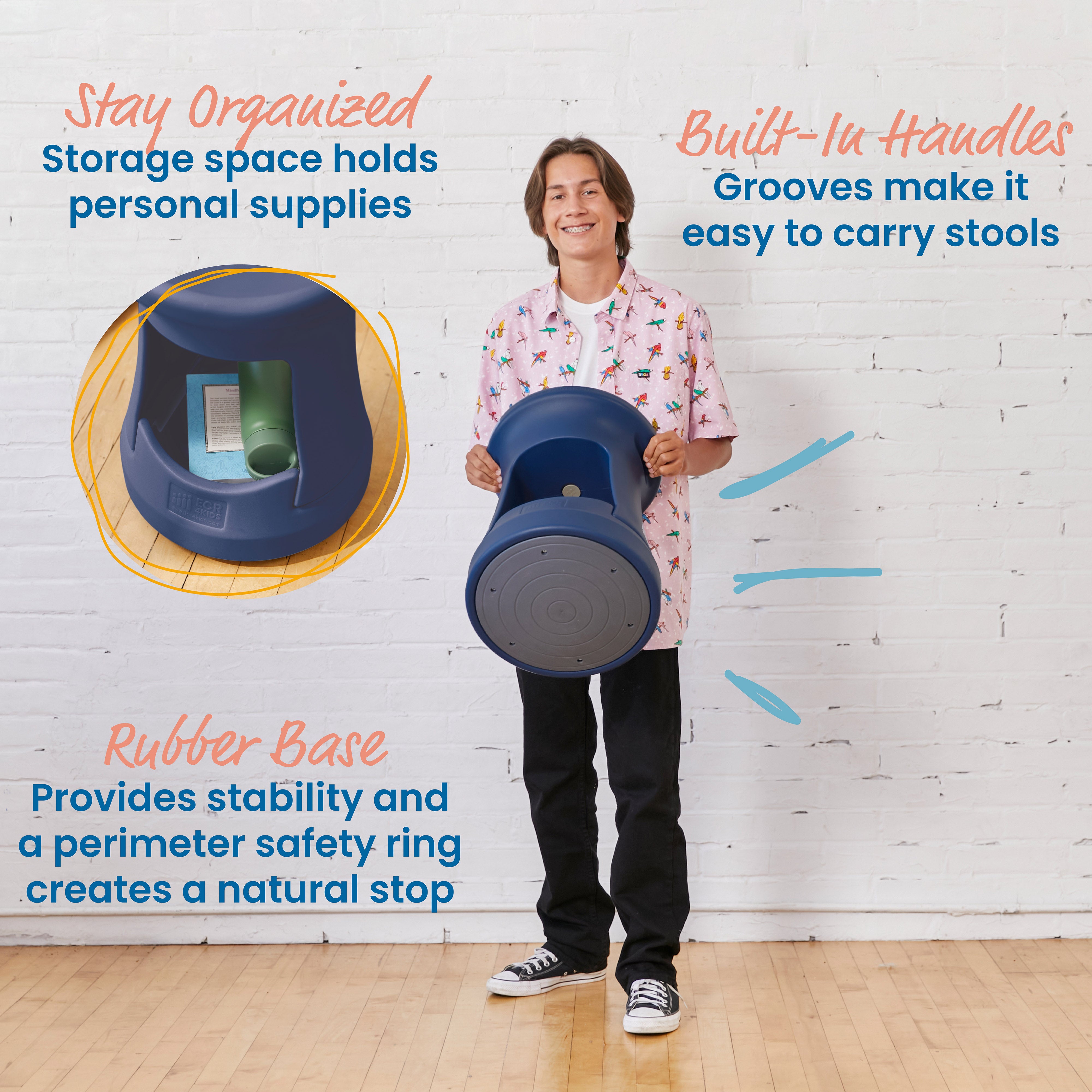 Storage Wobble Stool, 18in Seat Height