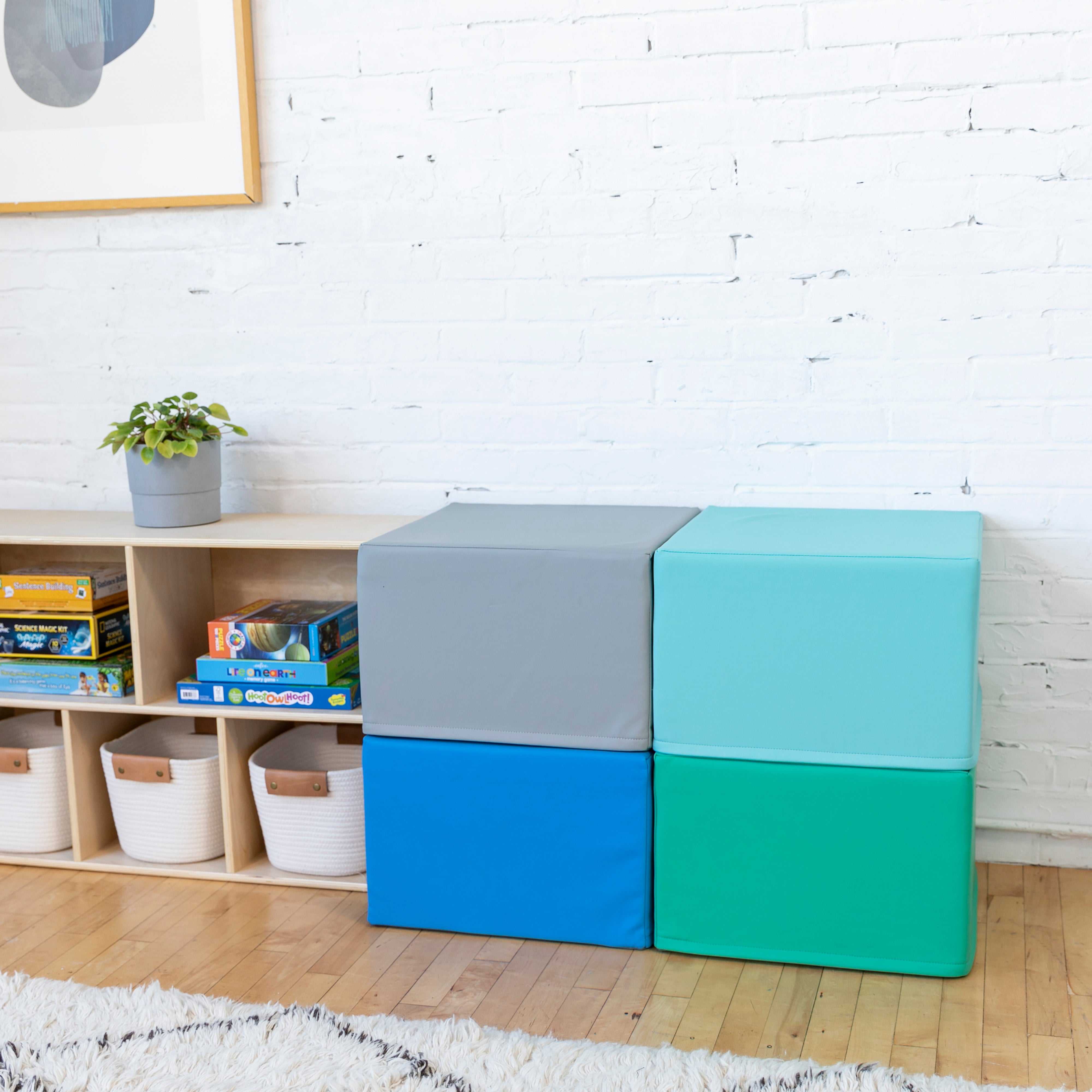 Foam Ottoman Set, Square, 4-Piece