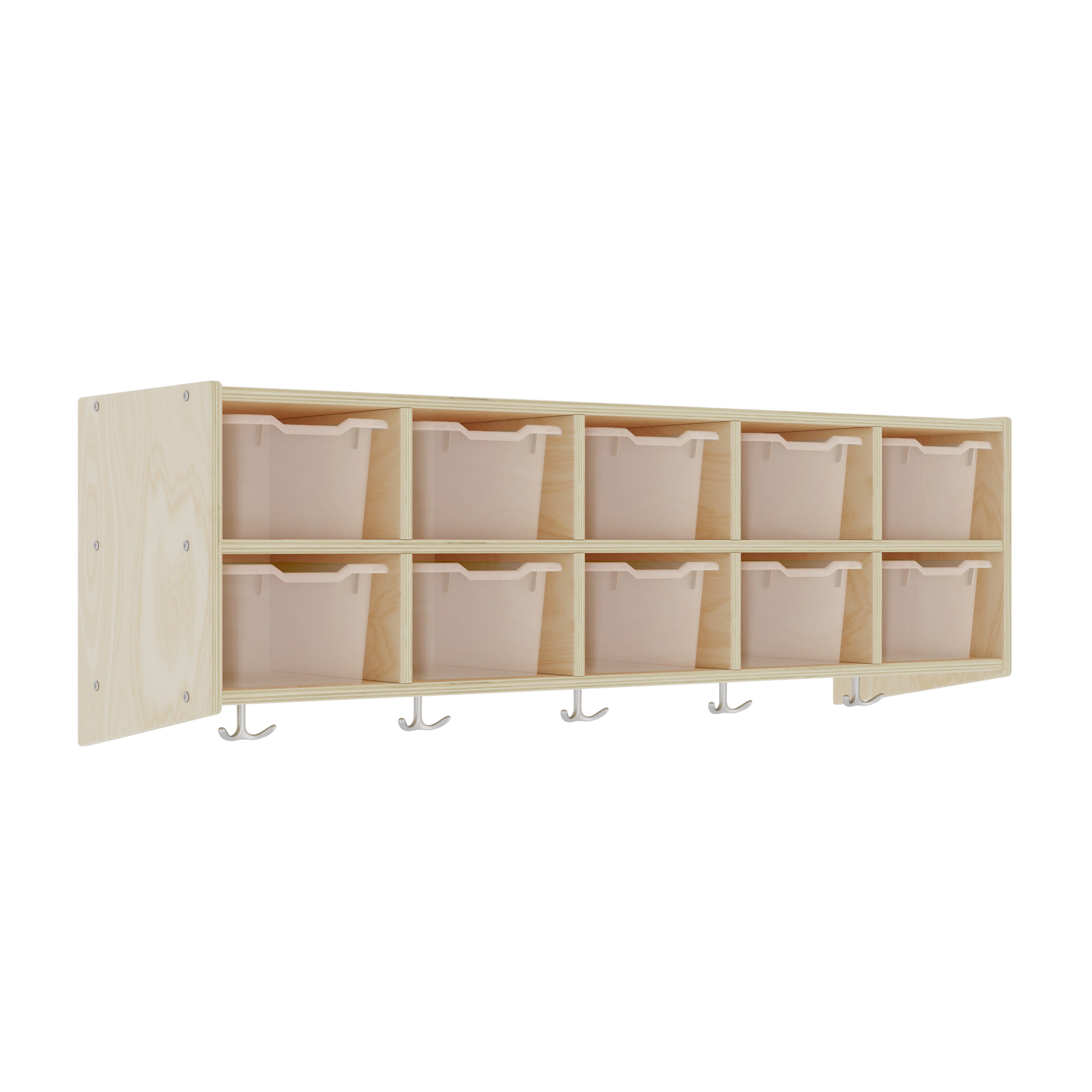 Streamline 10-Section Hanging Coat Locker with Scoop Front Storage Bins