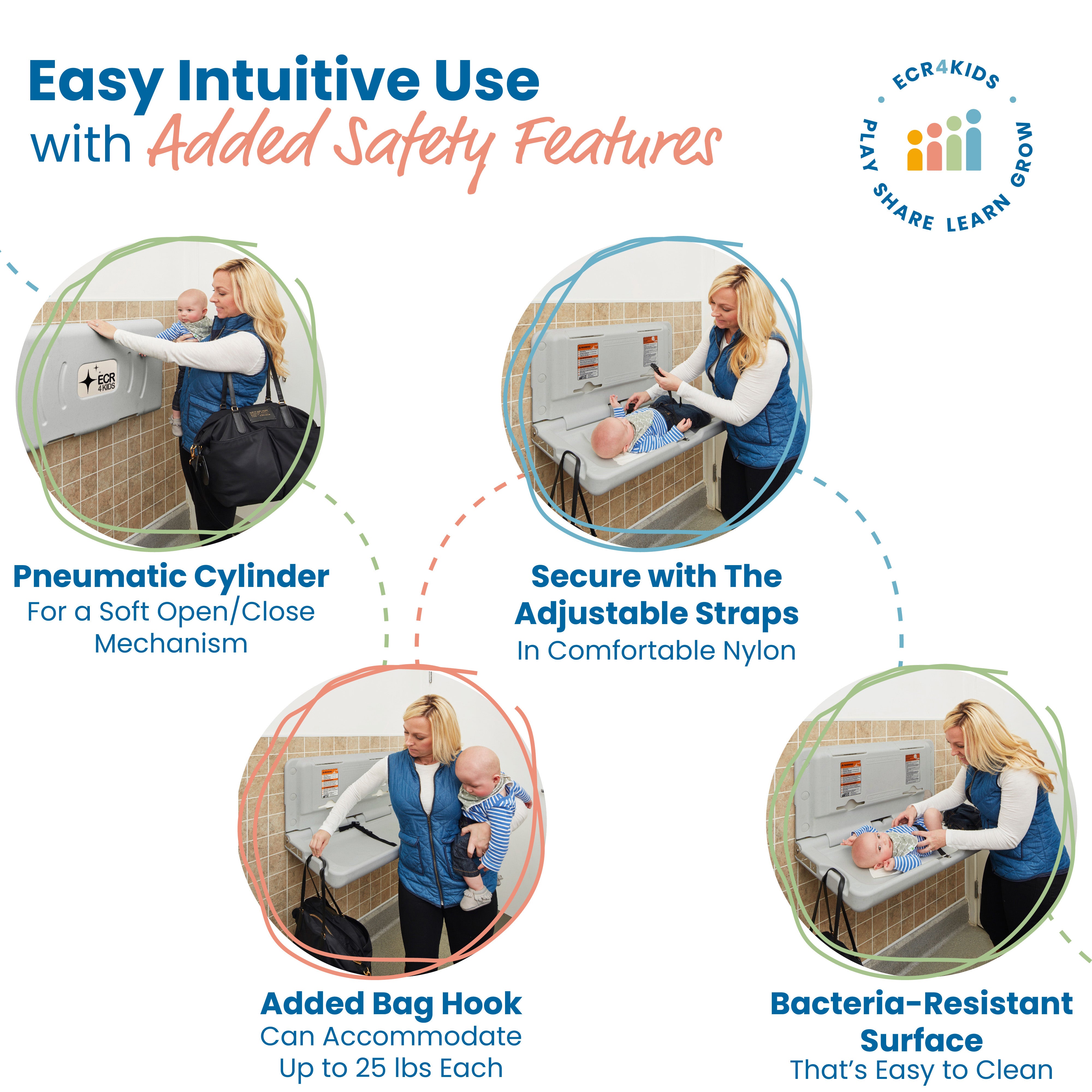 Horizontal Wall-Mounted Diaper Changing Station