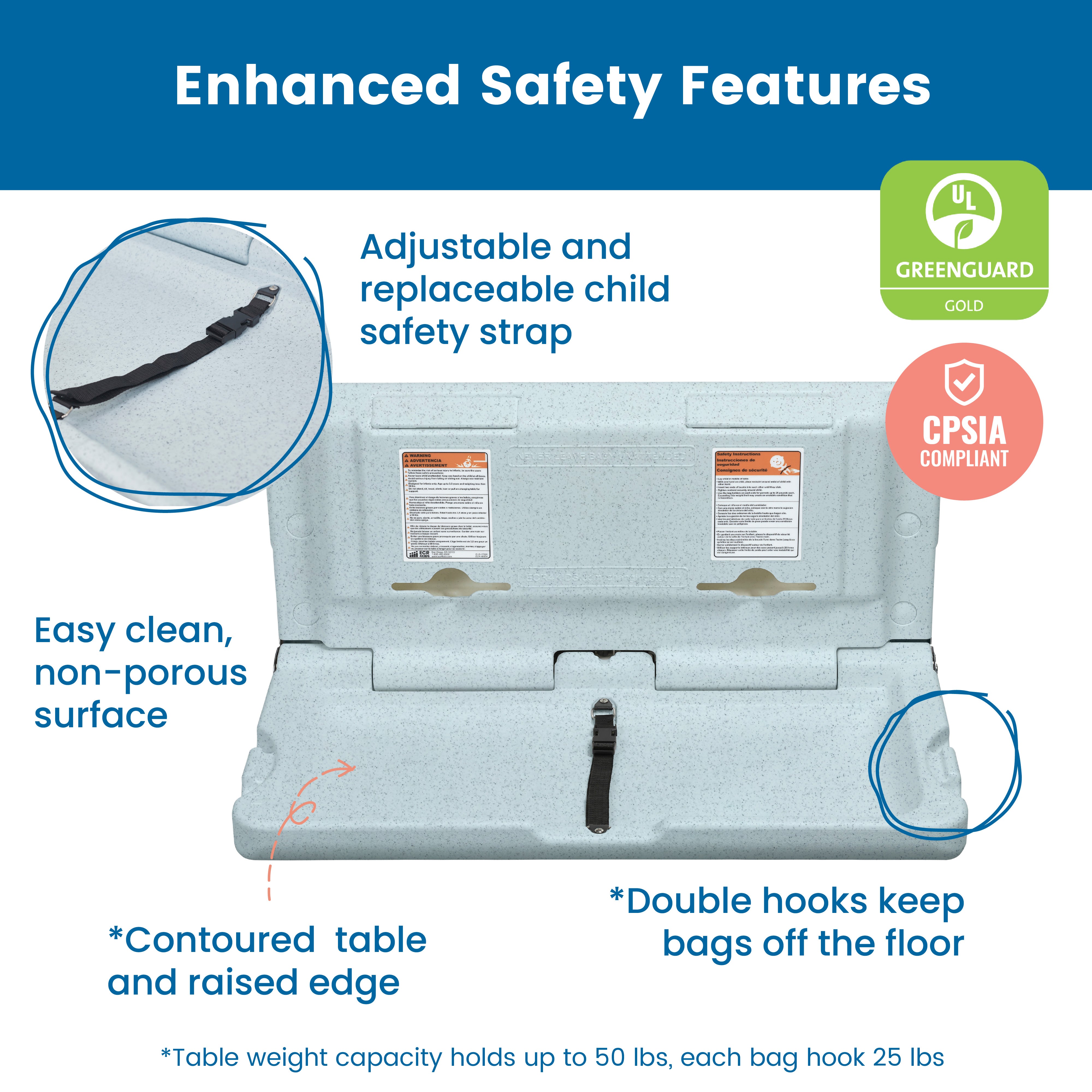 Horizontal Wall-Mounted Diaper Changing Station