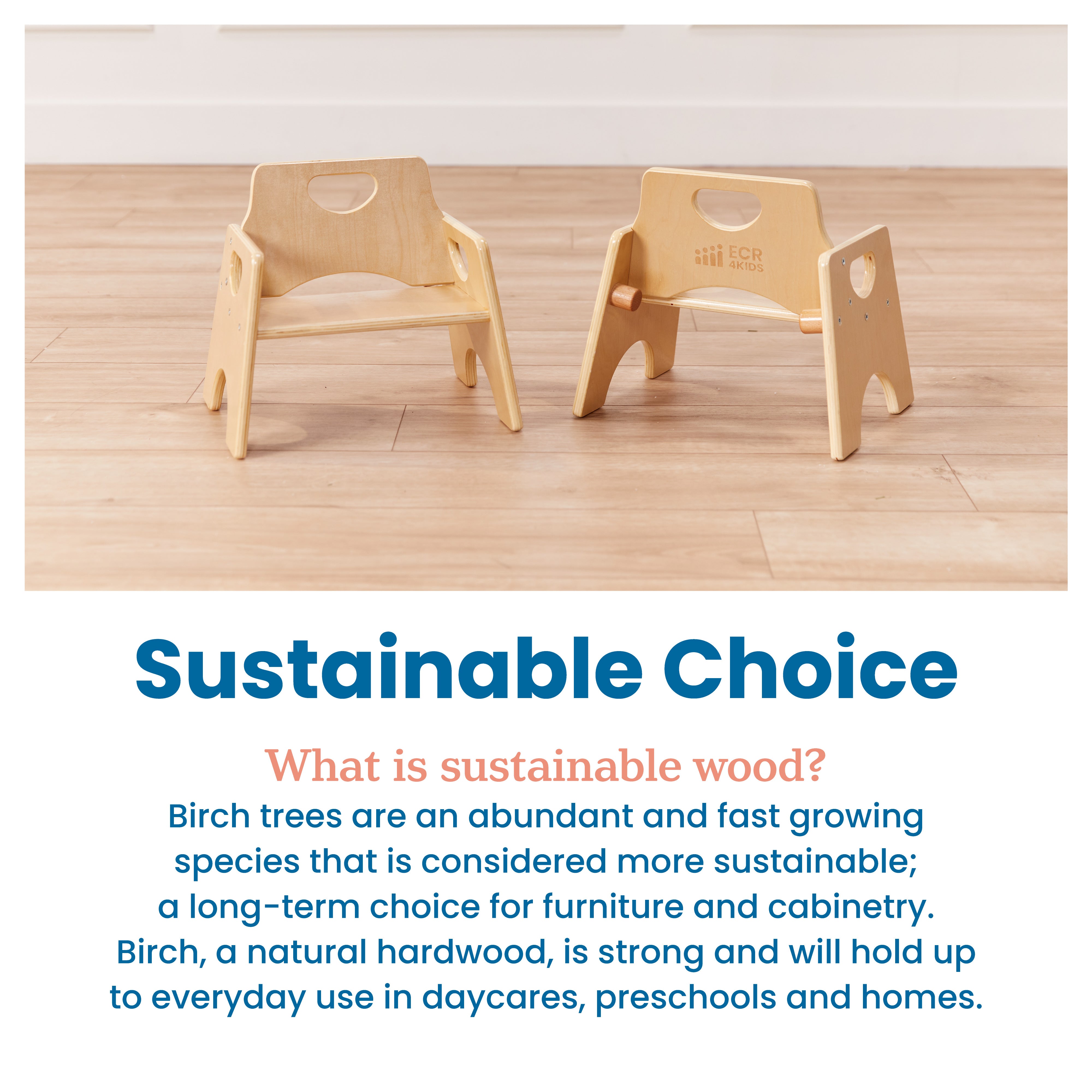 Stackable Wooden Toddler Chair, 6in, 2-Pack