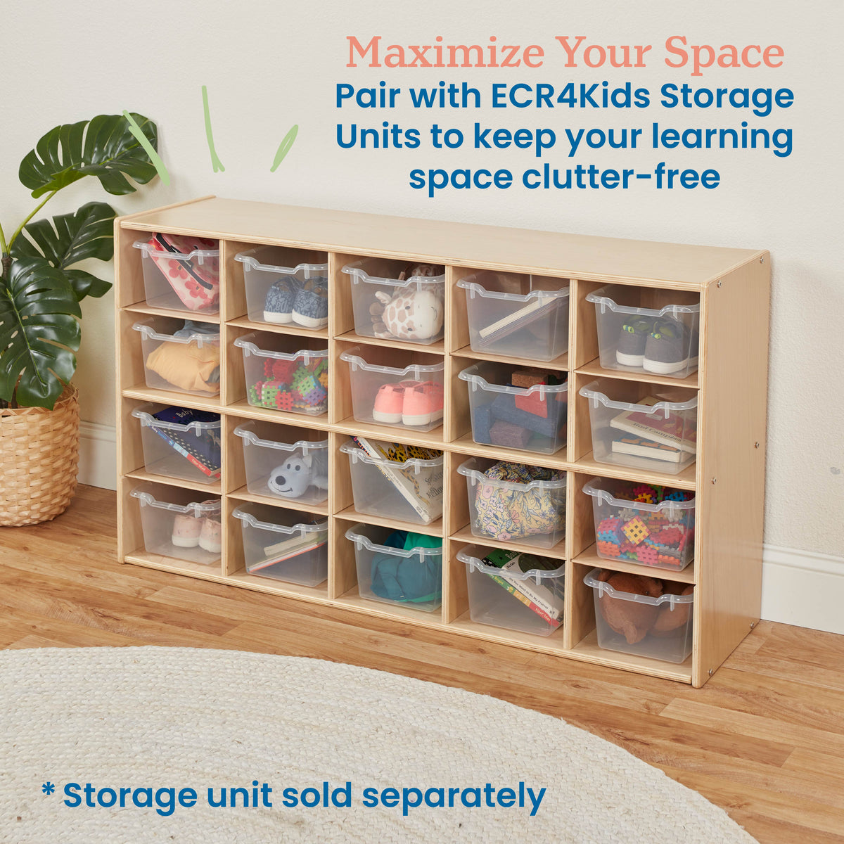 Scoop Front Plastic Storage Bins, 20-Piece