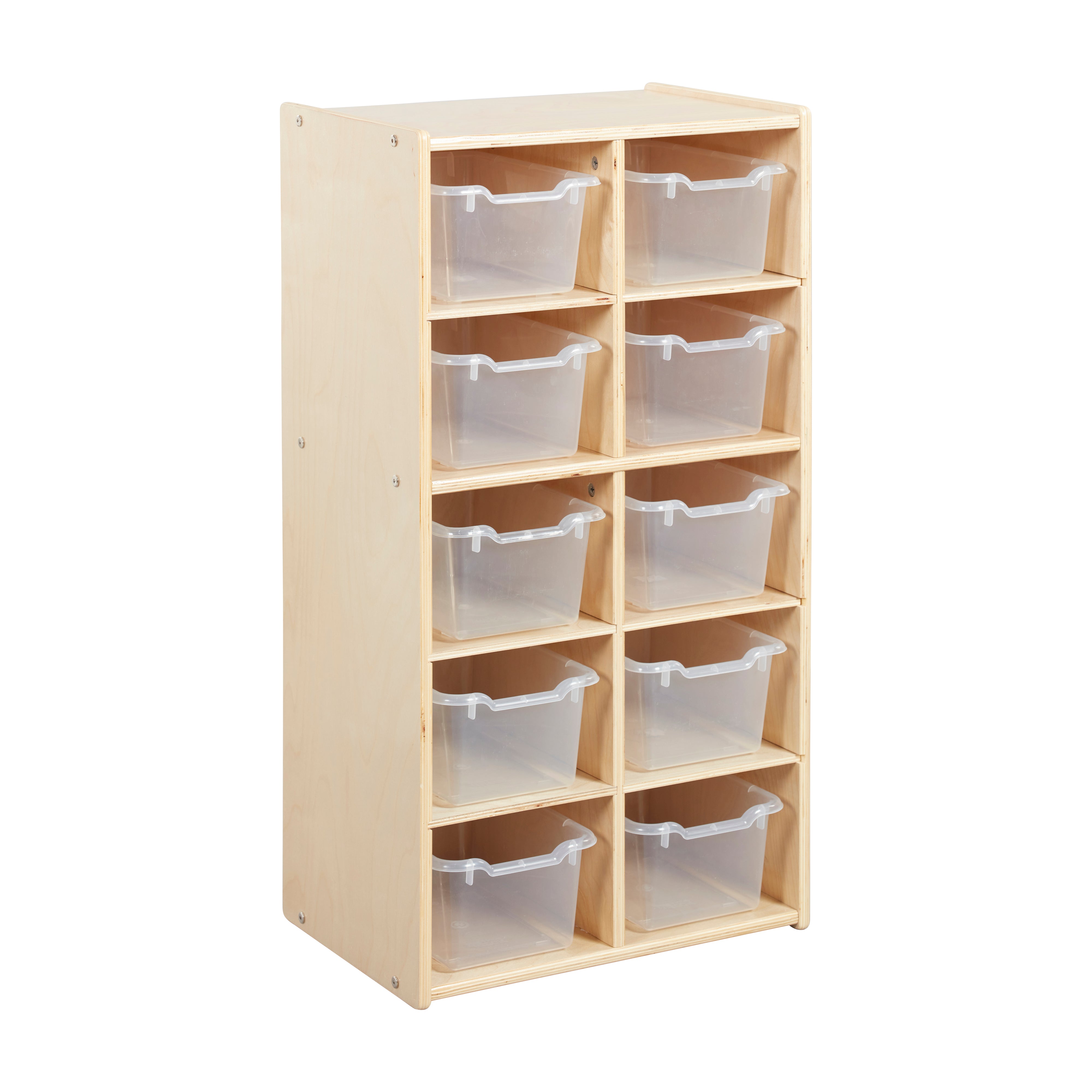 Streamline 10 Cubby Tray Cabinet with 10 Scoop Front Storage Bins, 5x2, Natural