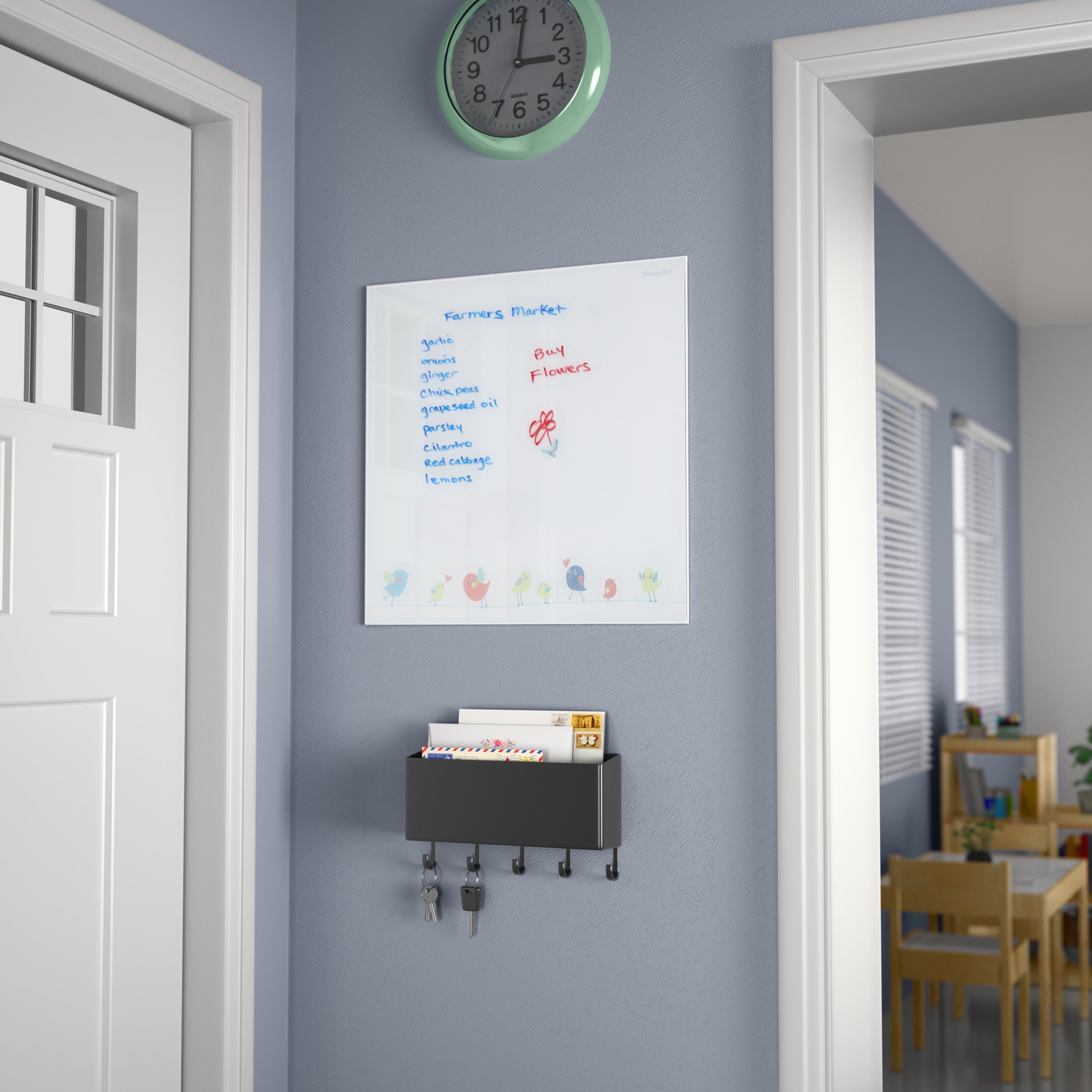 MessageStor Magnetic Dry-Erase Glass Board with Magnets, 17.5in x 17.5in, 2-Pack