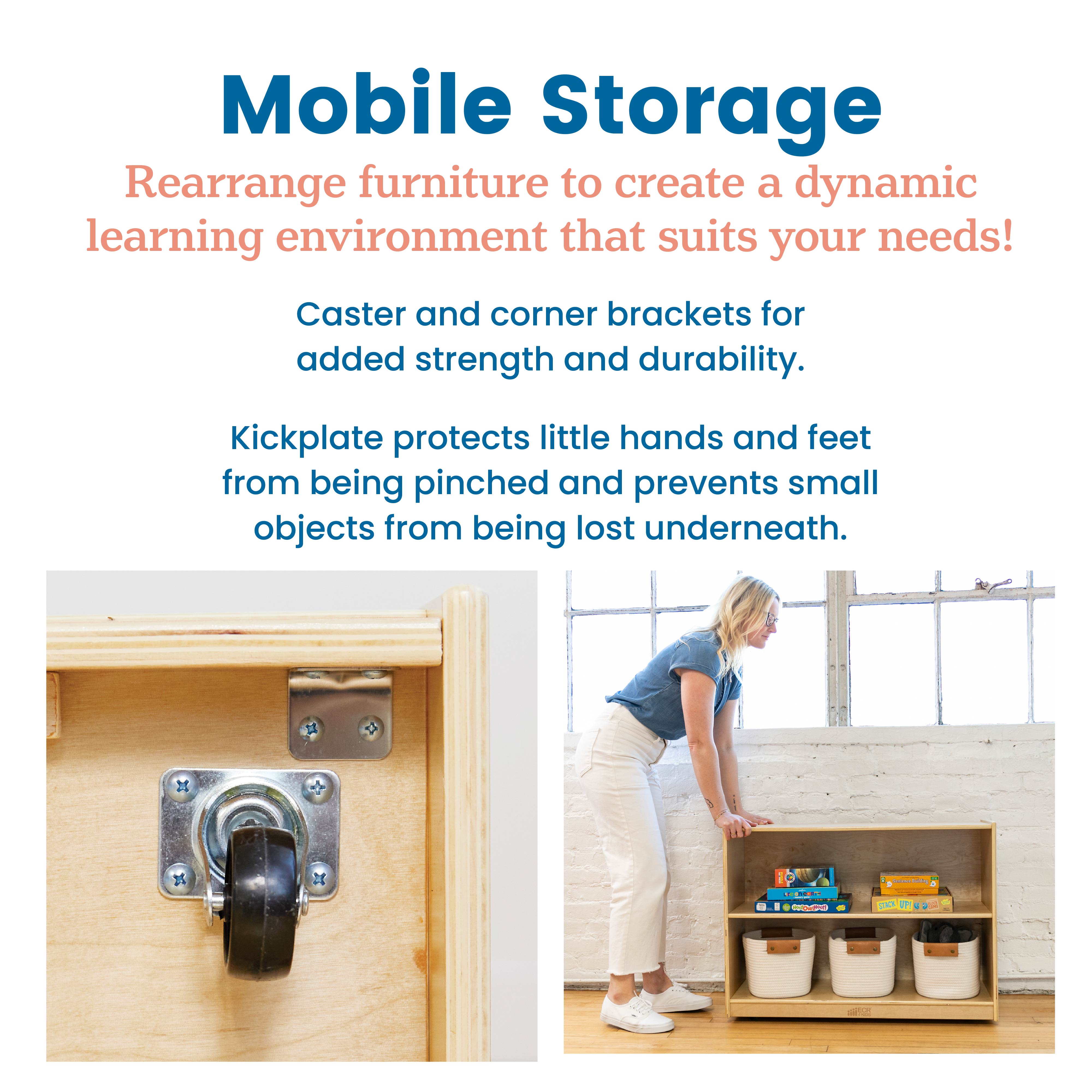 2-Shelf Mobile Storage Cabinet