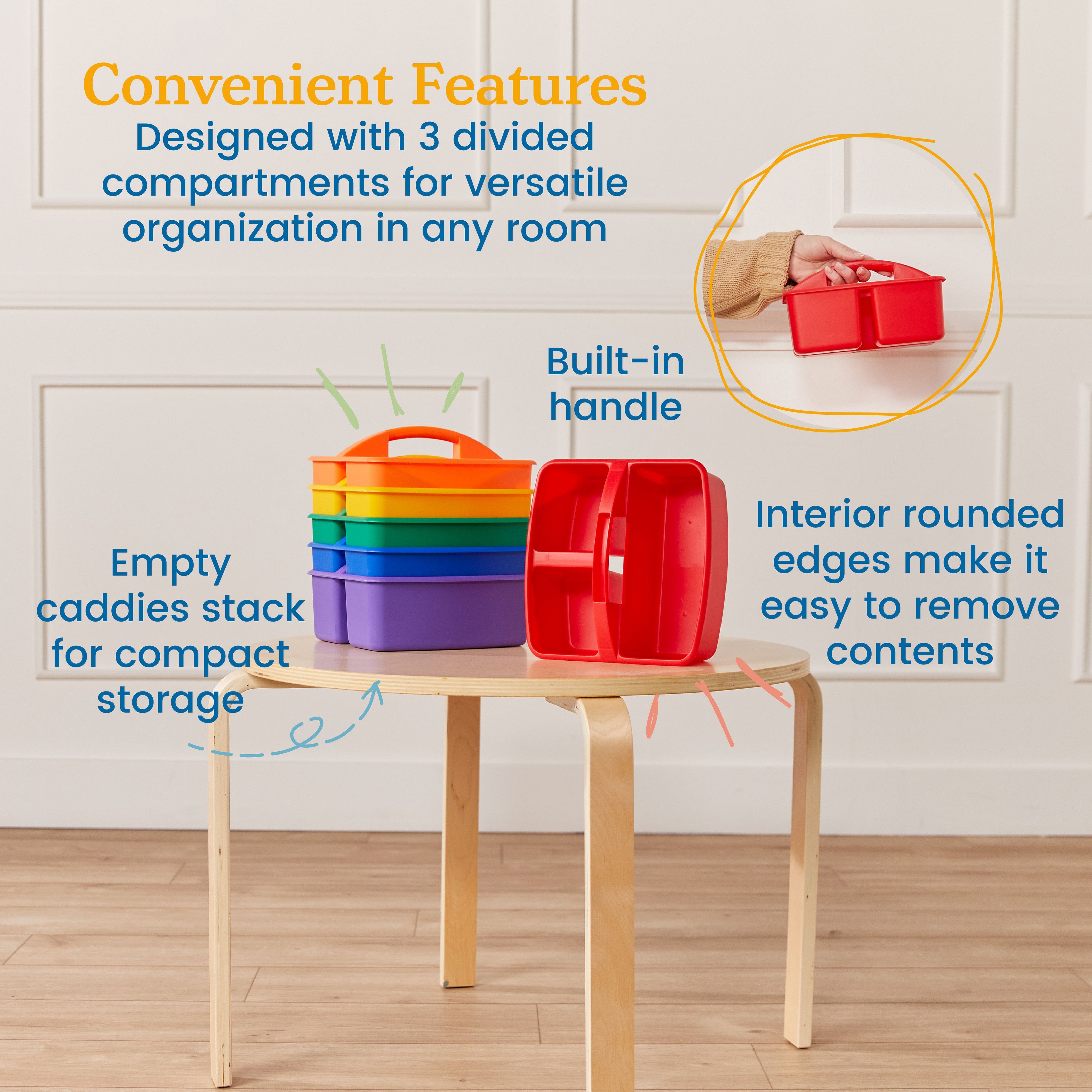 3-Compartment Storage Caddy, 6-Pack
