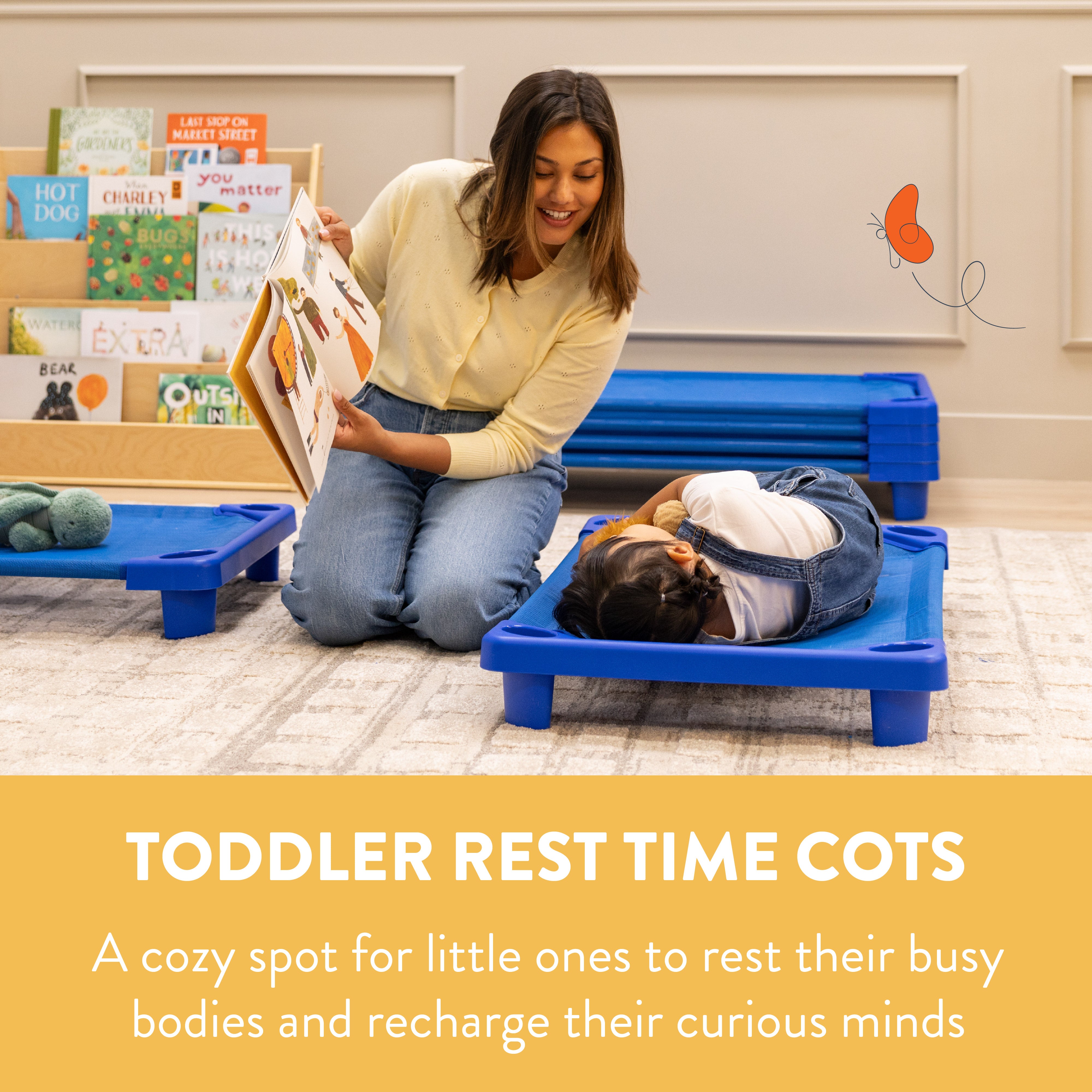 SlumberEdge Stackable Toddler Cots, Ready-To-Assemble, 6-Pack