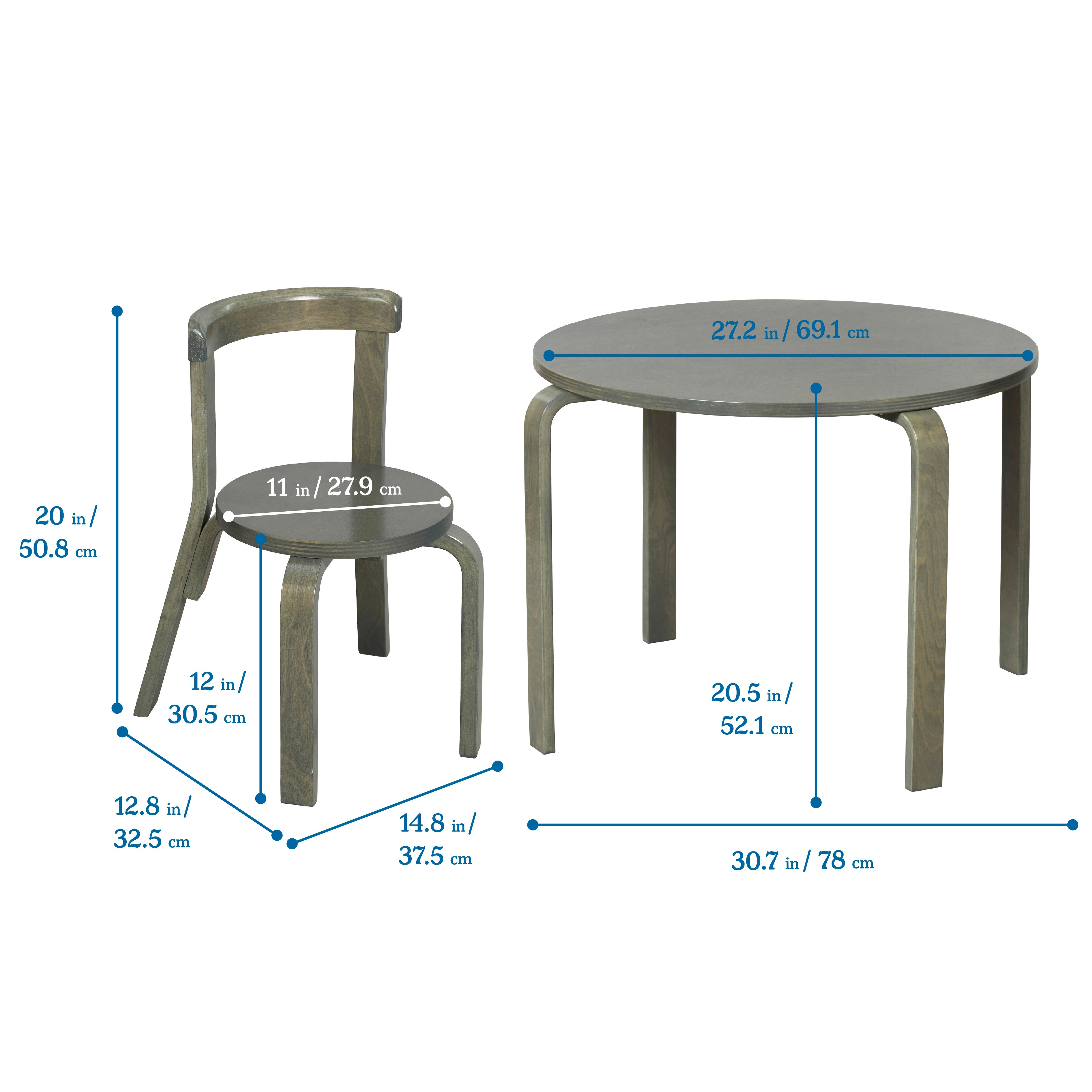 Bentwood Table and Curved Back Chair Set, 5-Piece