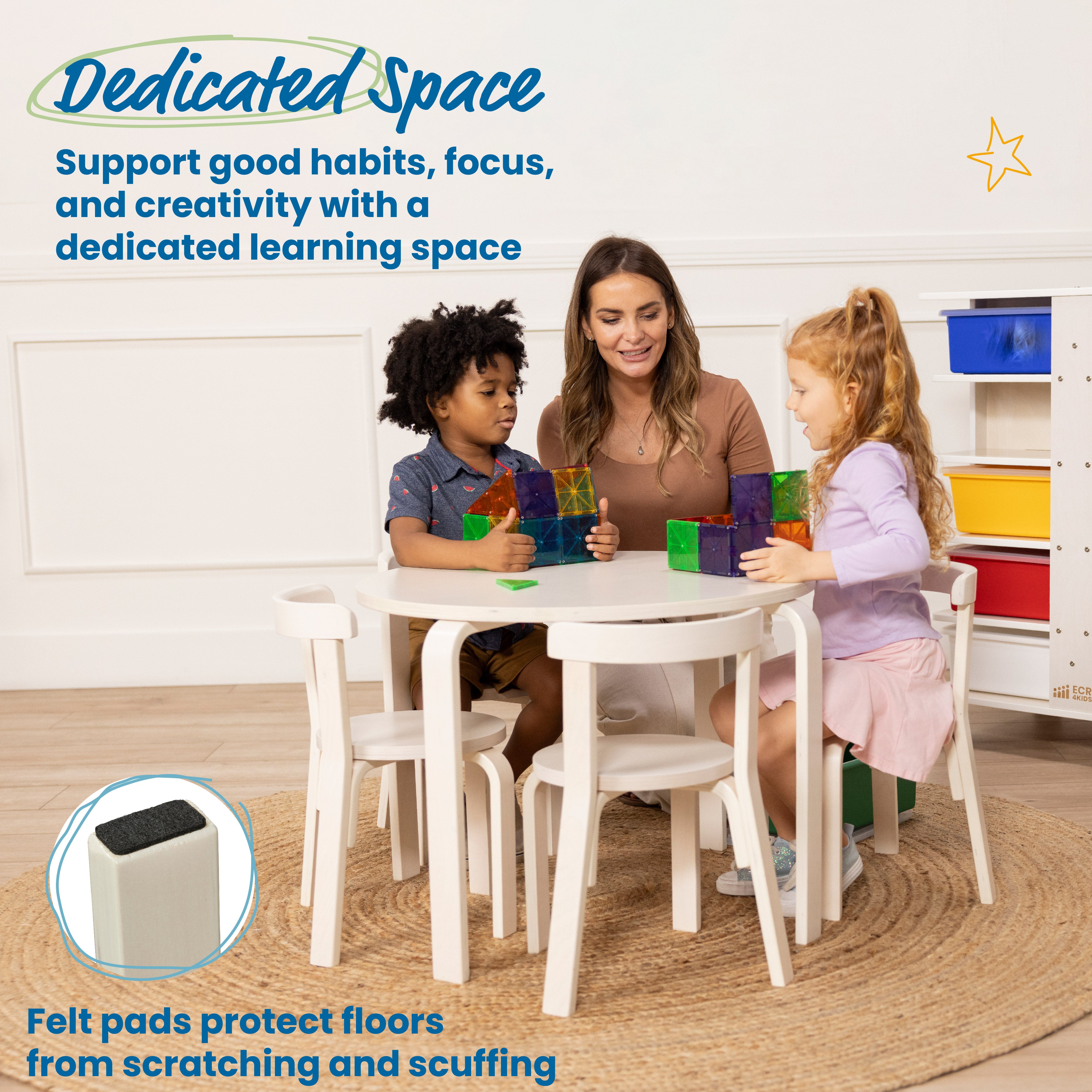 Bentwood Table and Curved Back Chair Set, 5-Piece