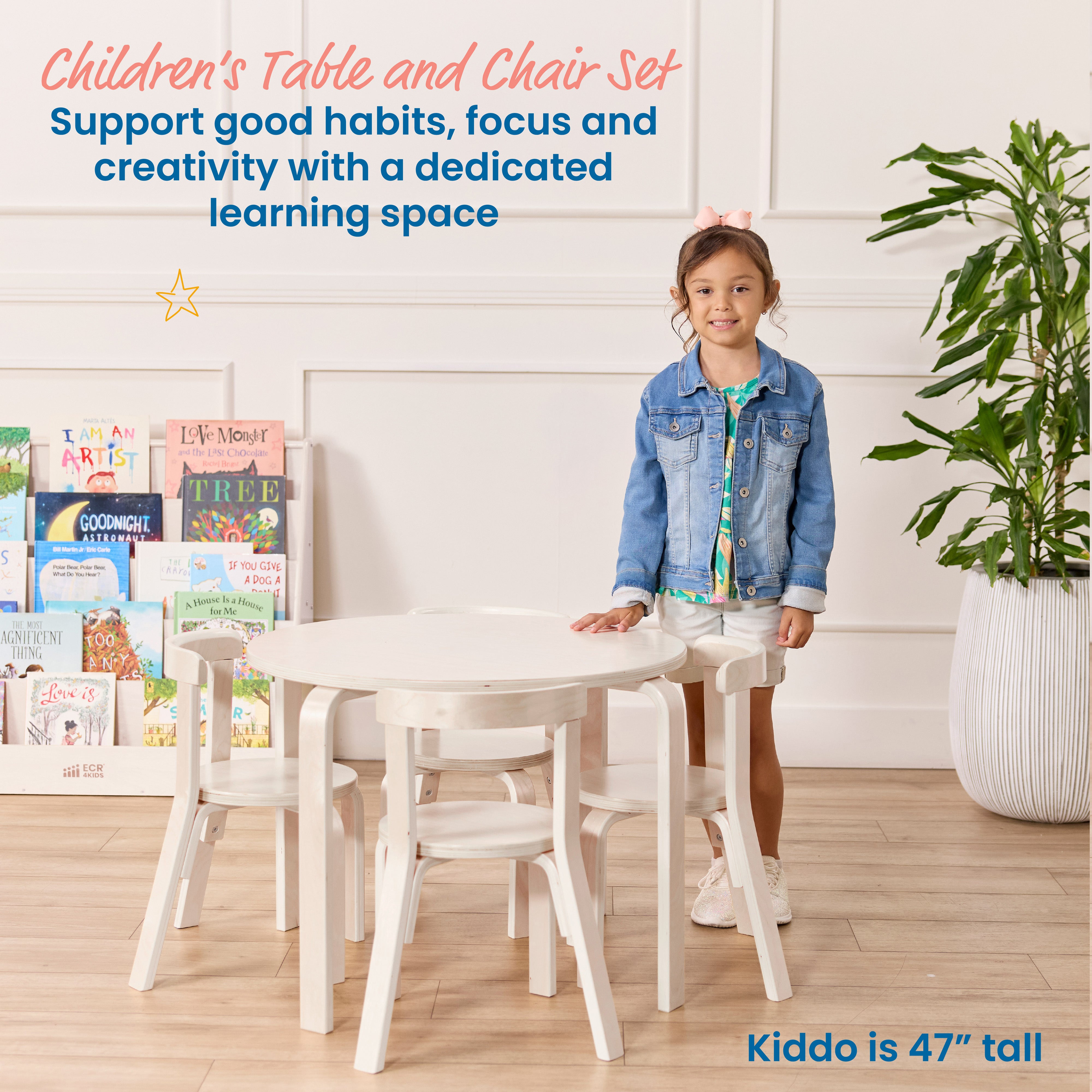 Bentwood Table and Curved Back Chair Set, 5-Piece