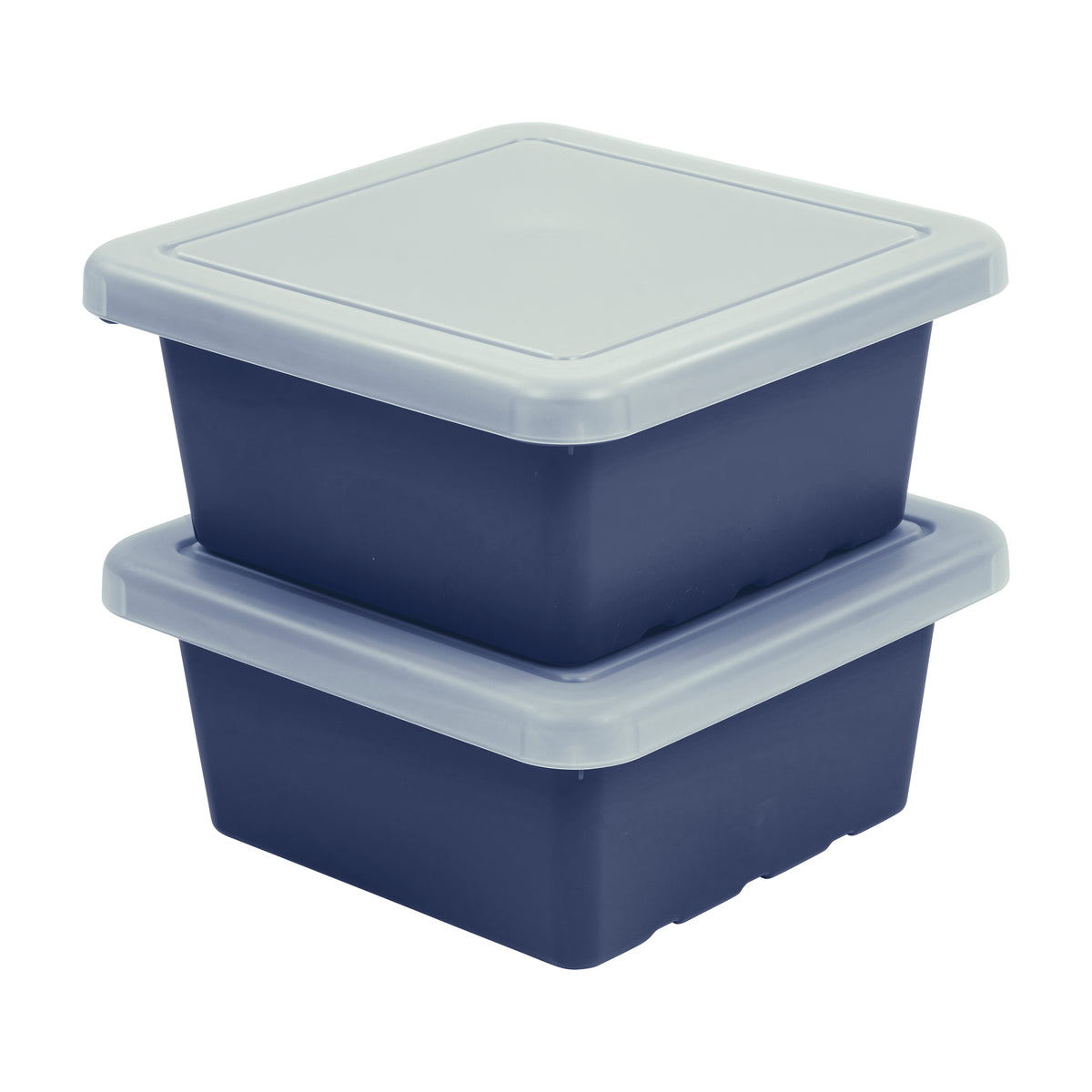 Stackable Square Bins with Non-Snap Lids, 2-Pack