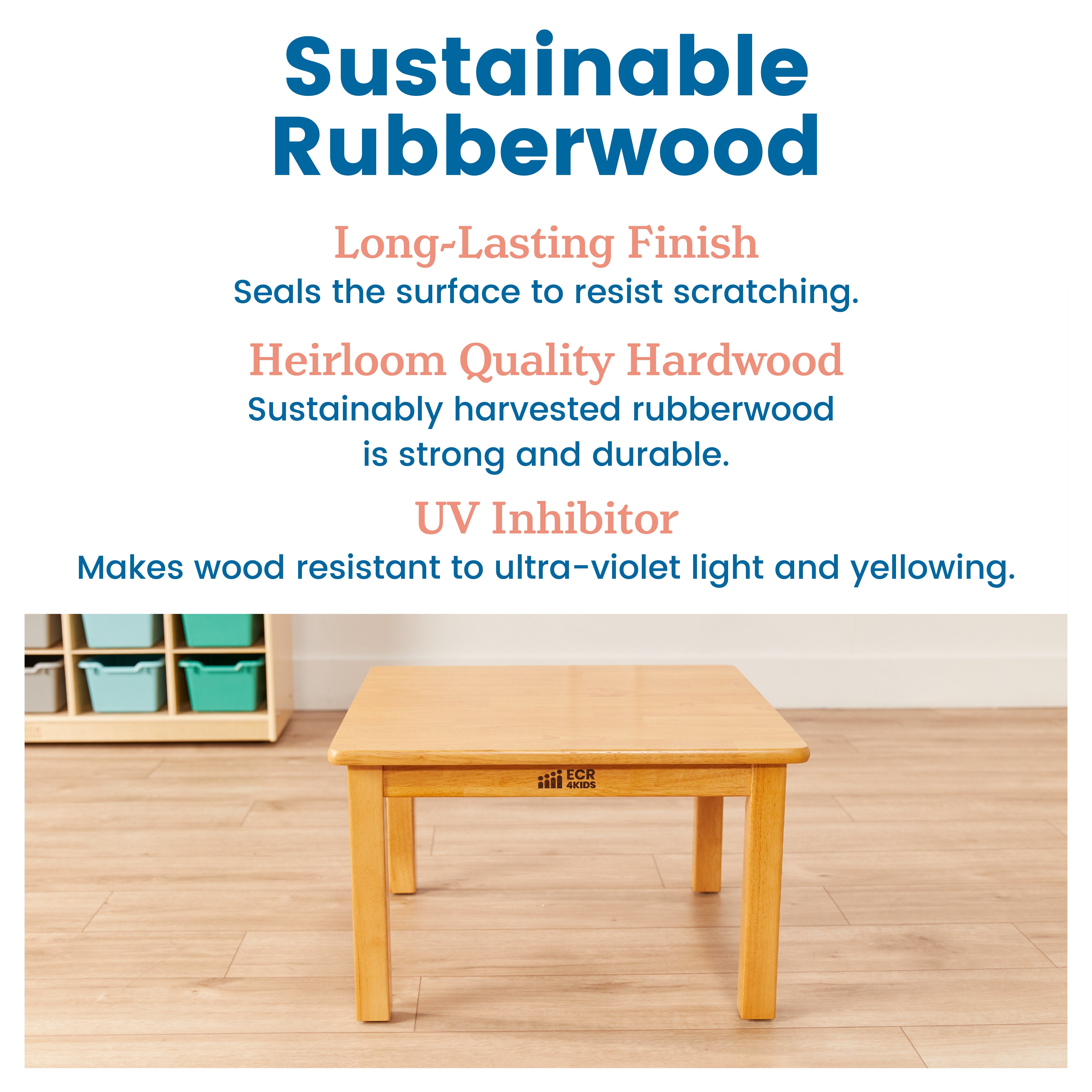 Hardwood Table with 14in Legs