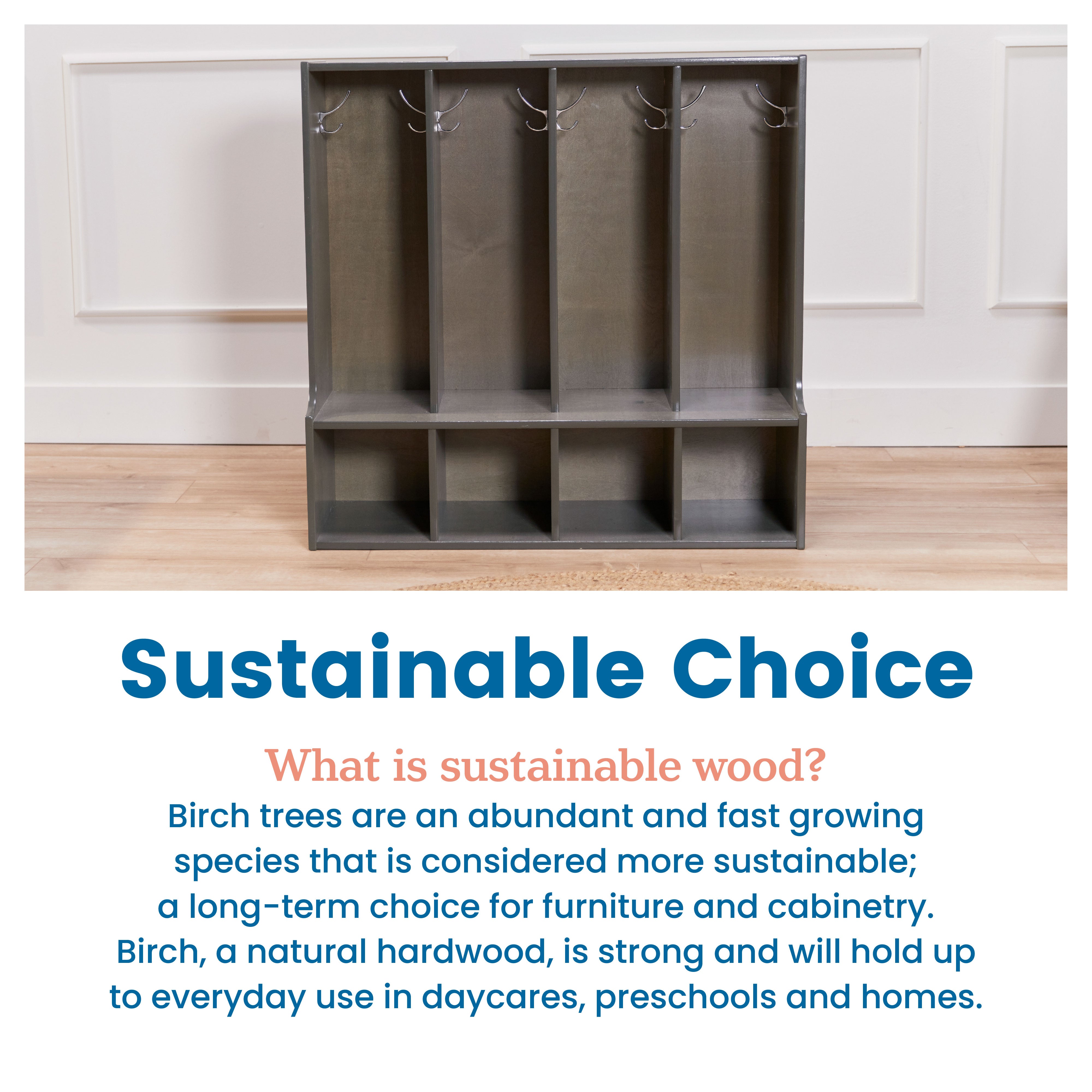 Streamline 4-Section Coat Locker with Bench, Toddler Size