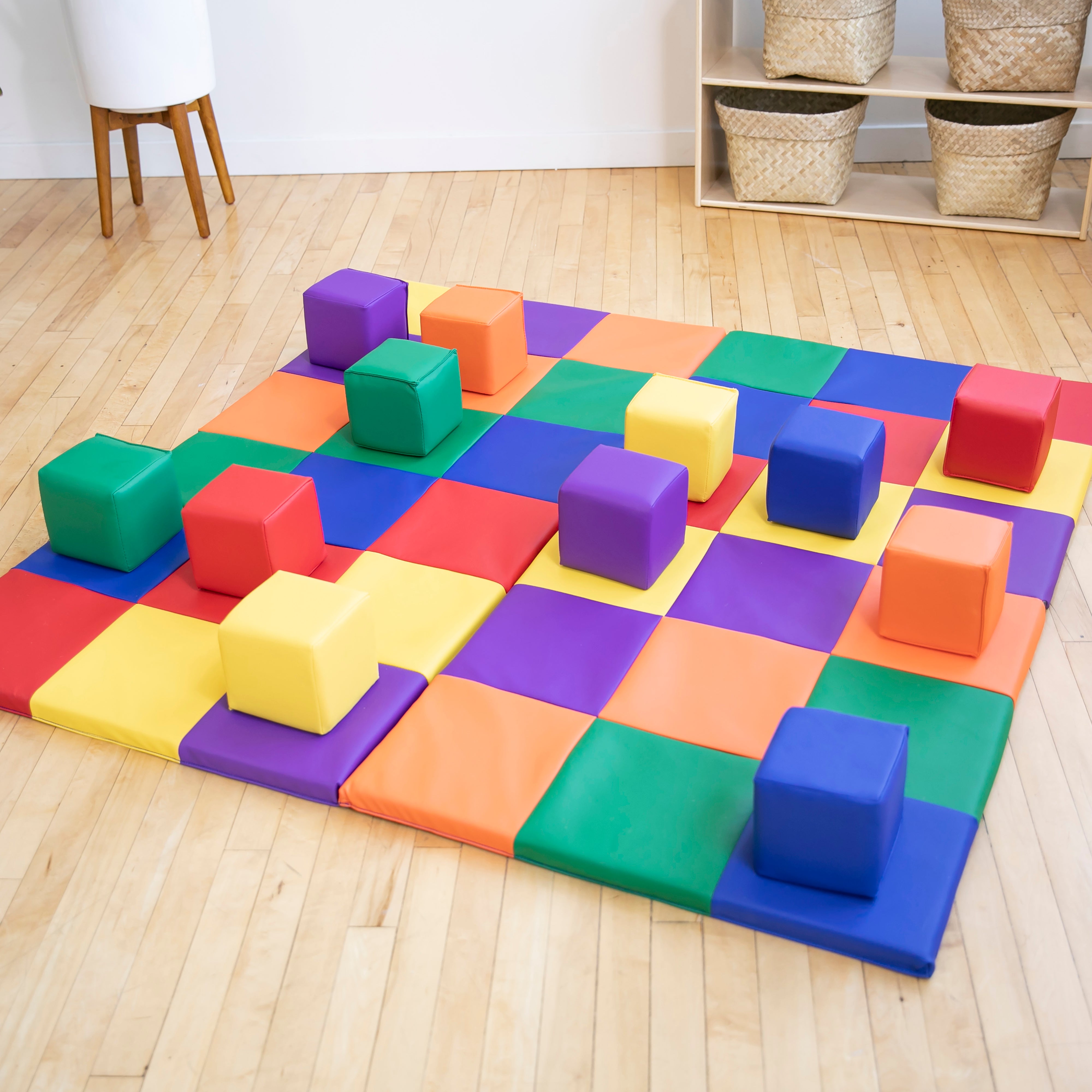 Patchwork Activity Mat and Toddler Blocks, 13-Piece