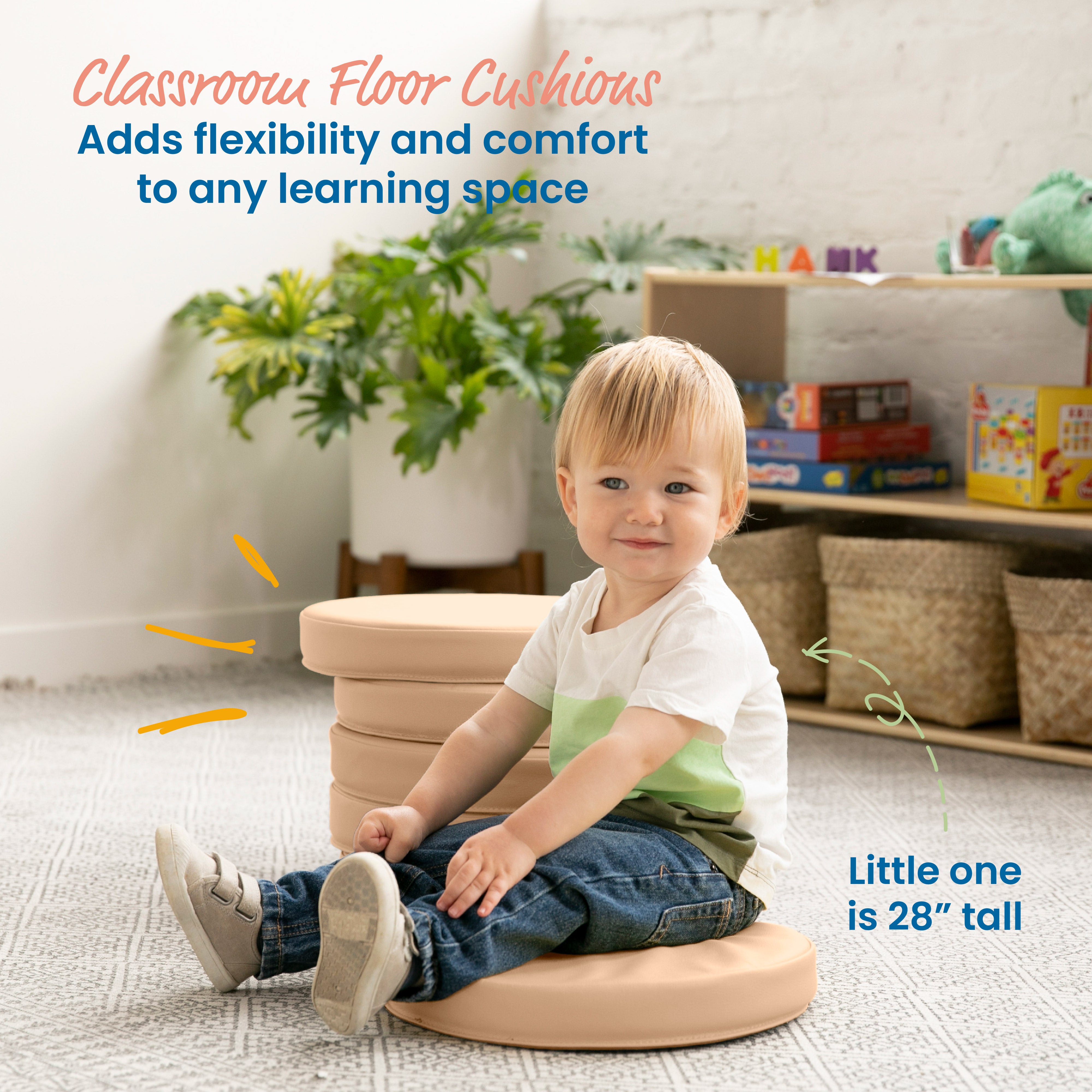 Floor Cushions, Round, 6-Piece