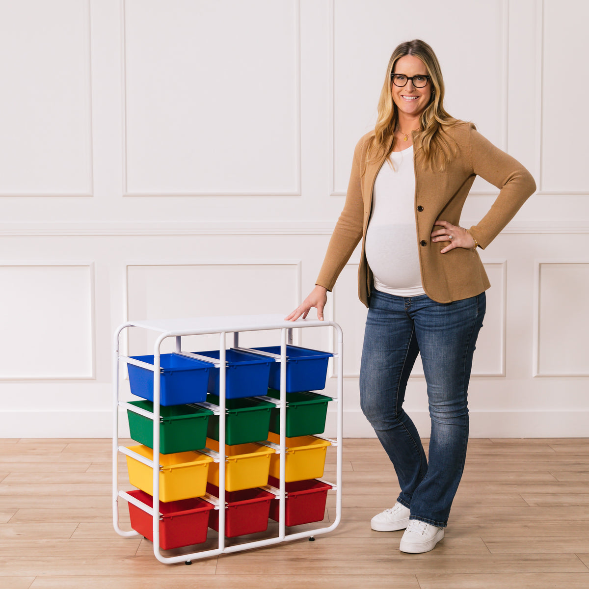 4-Tier Storage Rack with 12 Cubby Bins, 4x3