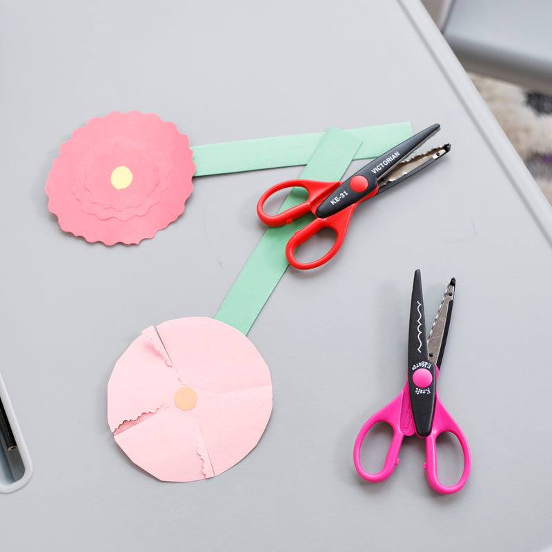 Decorative Scissors with Rotating Hardwood Rack, Paper Edgers, Assorted, 18-Piece