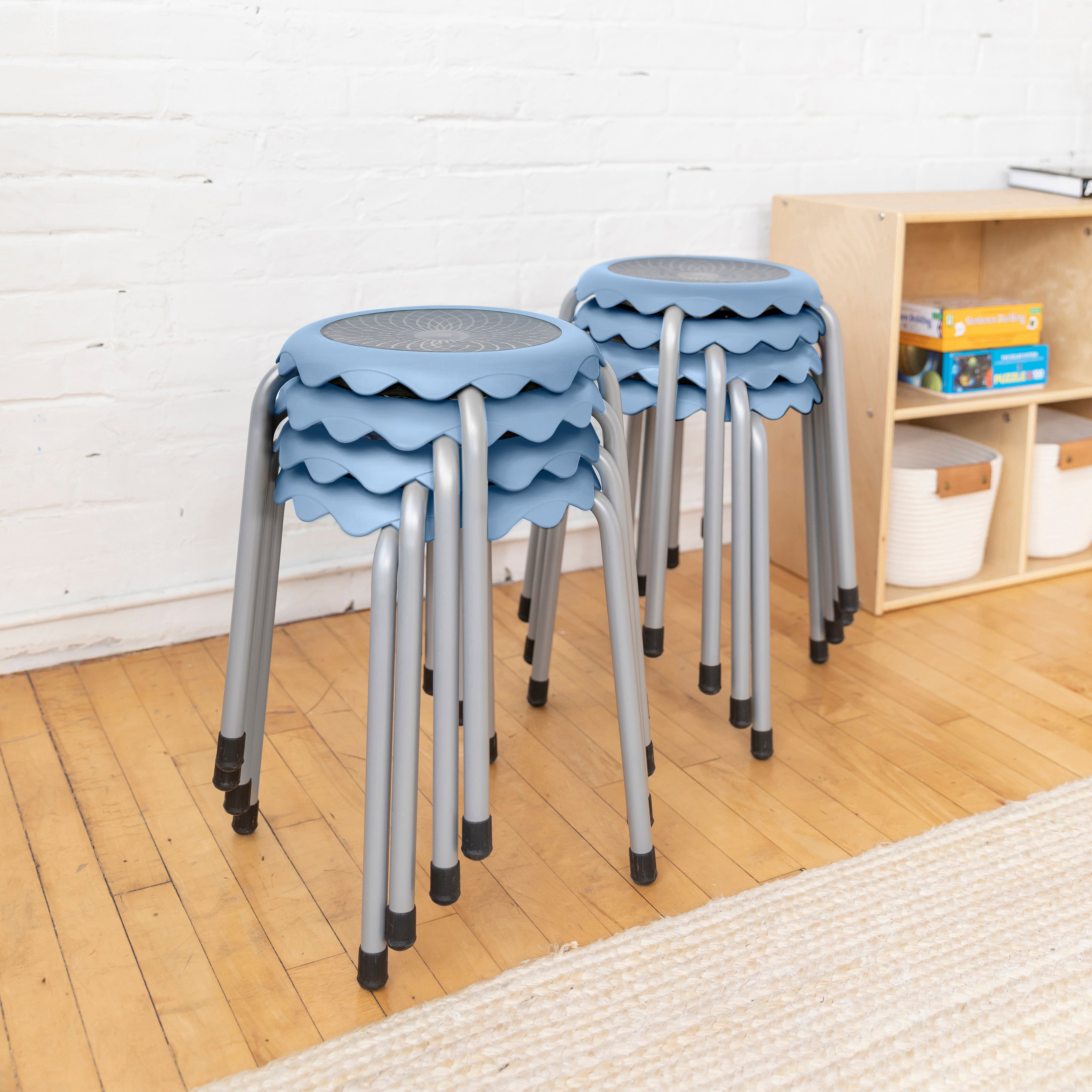 Daisy Stackable Stool with Glides Seating Set, 8-Piece