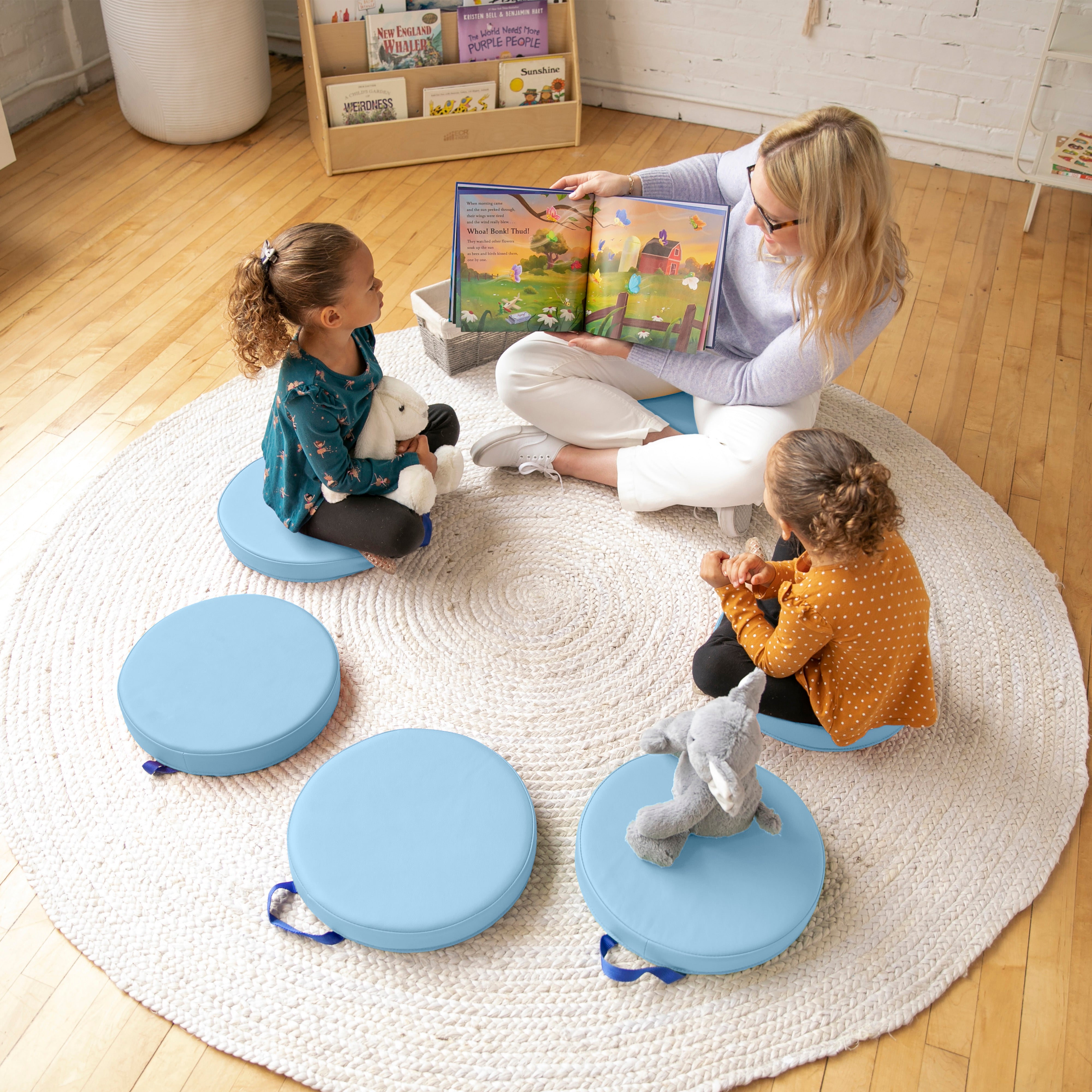 Round Floor Cushions with Handles, 6-Piece