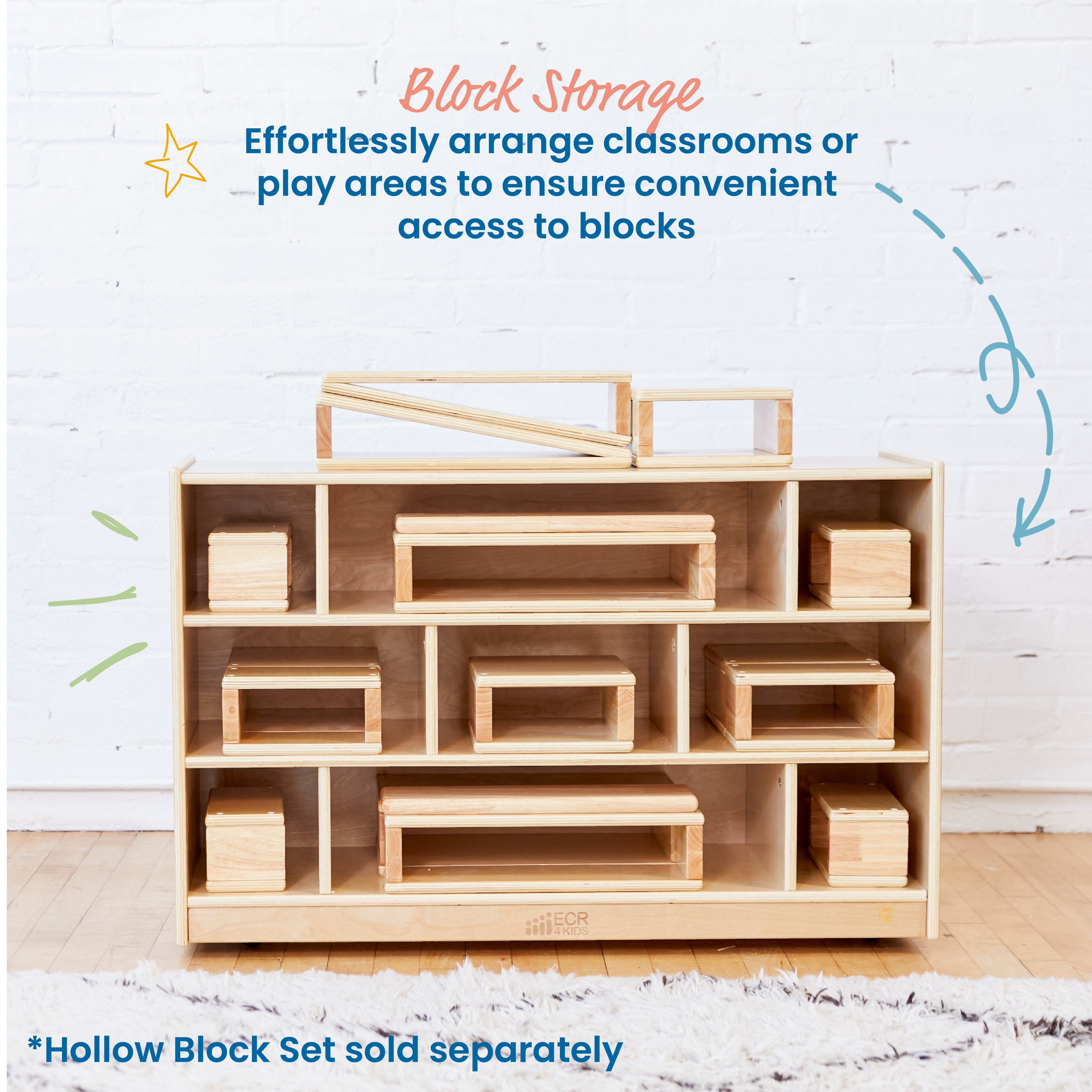 Mobile Block Storage Cart, Medium