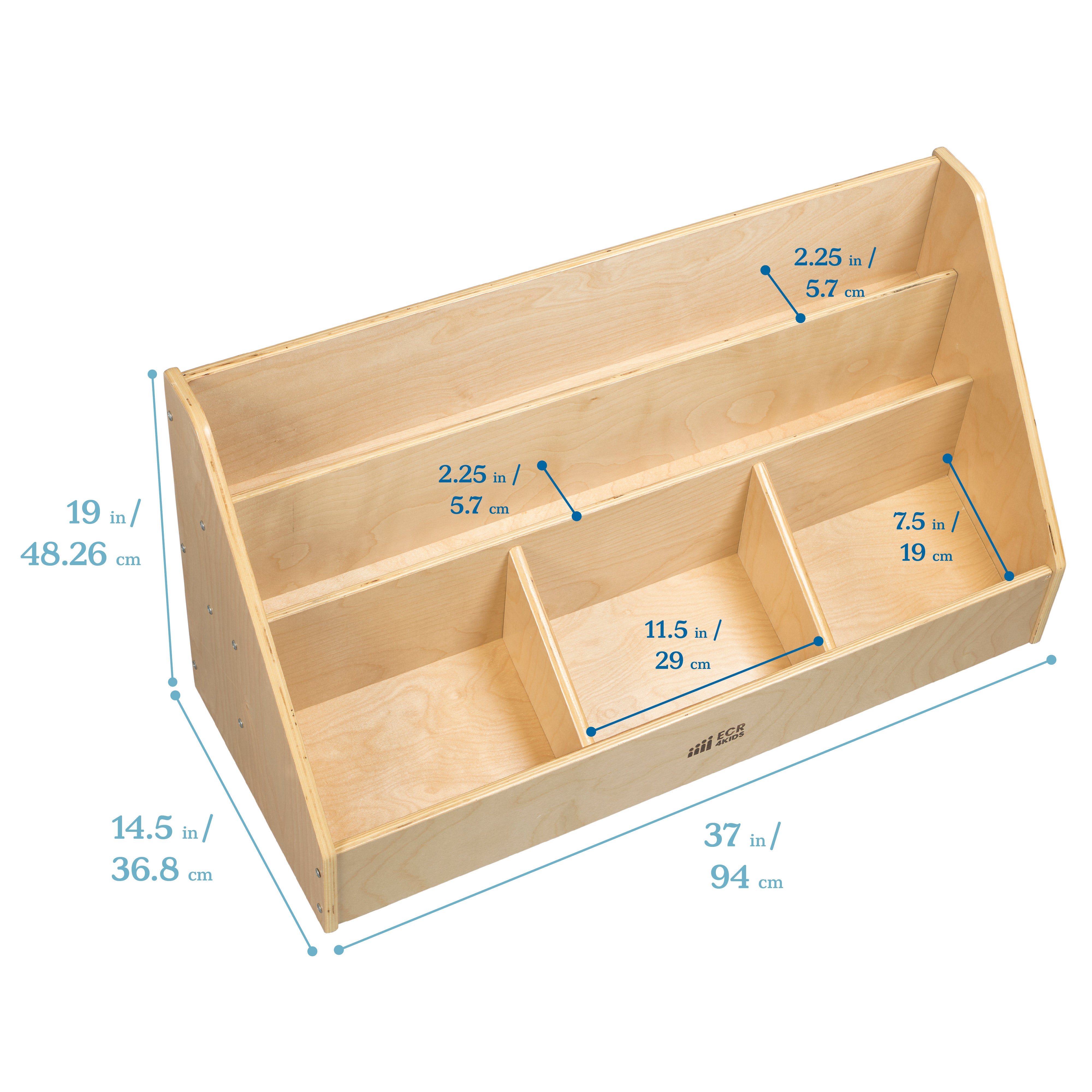 5-Compartment Easy to Reach Book Display, Classroom Storage, Natural