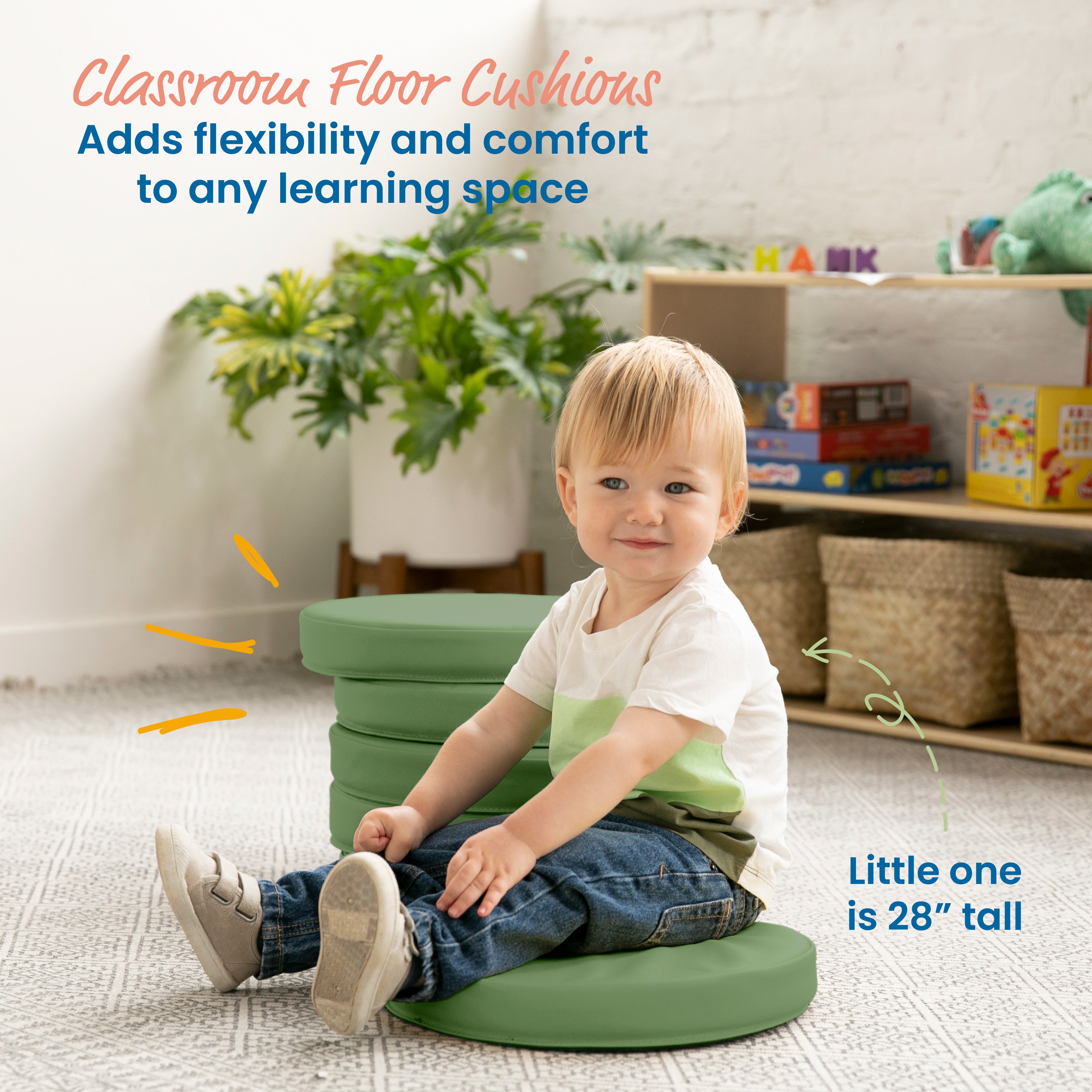 Floor Cushions, Round, 6-Piece