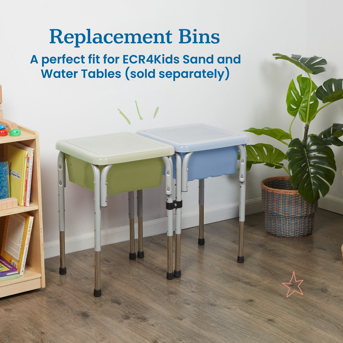 Stackable Square Bins with Non-Snap Lids, 2-Pack
