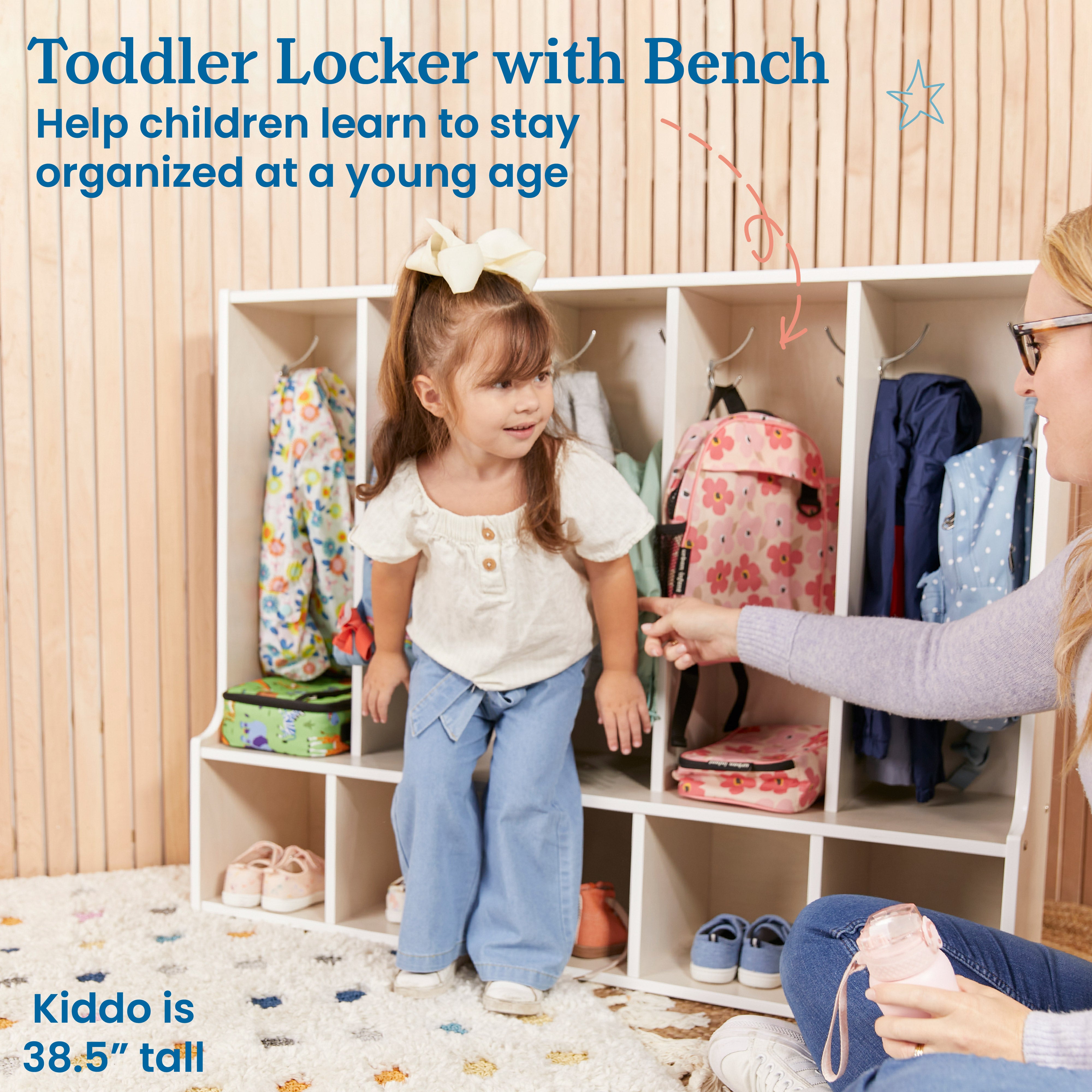 Streamline 5-Section Toddler Coat Locker with Bench and Bins