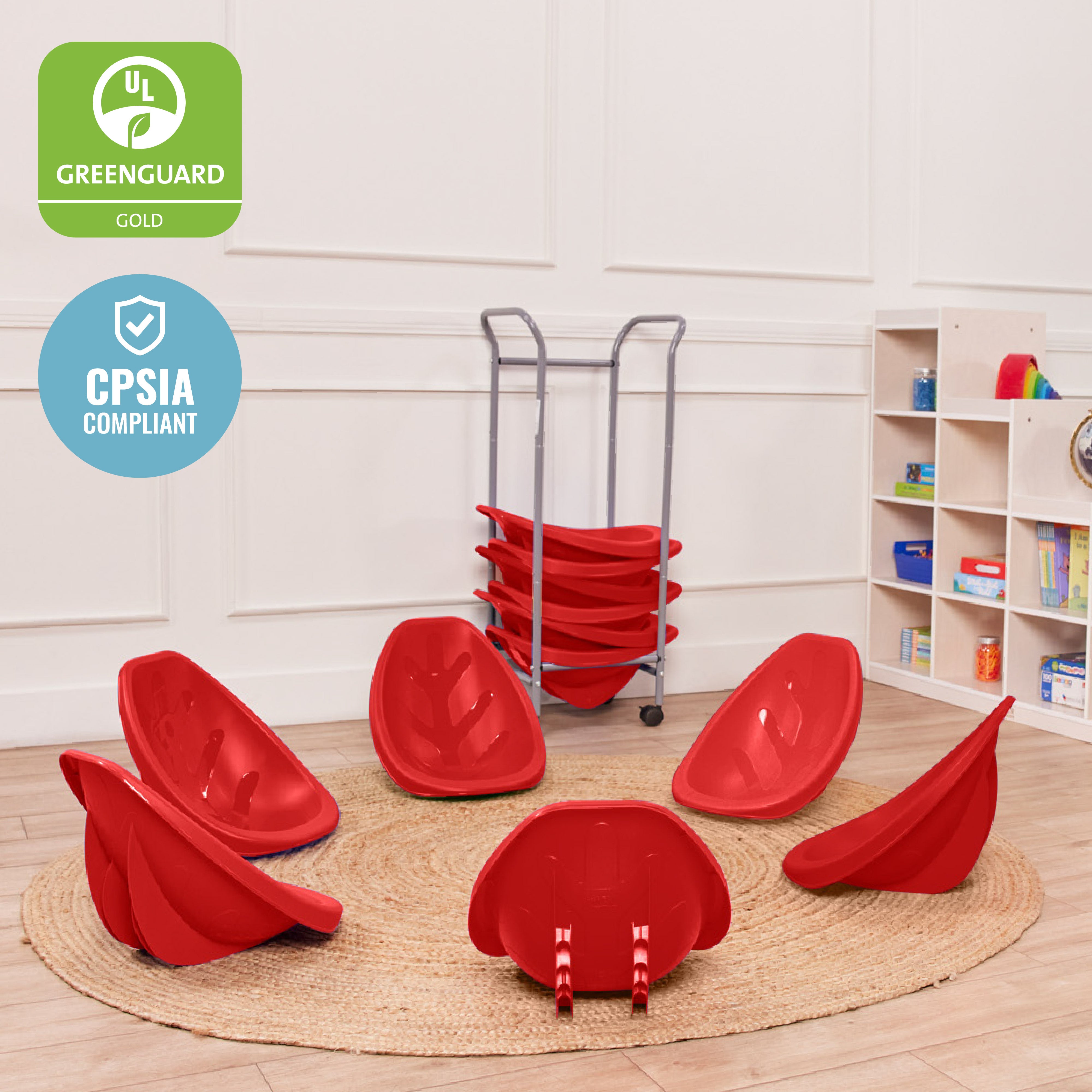 Mobile Leaf Seat Cart with 12 Leaf Floor Seats, Flexible Seating