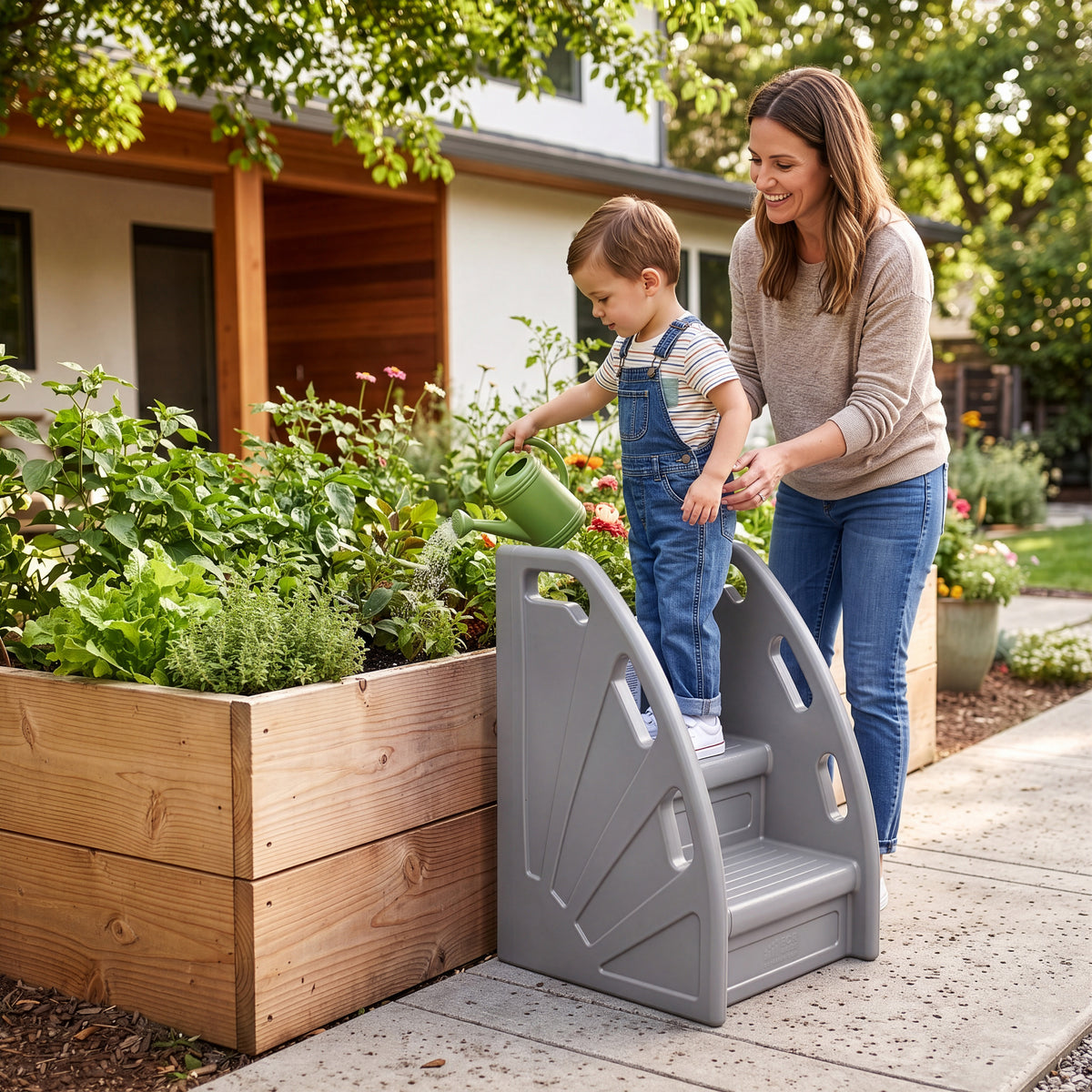 Kiddie Climb Plastic Step Stool with Handles, 2-Step