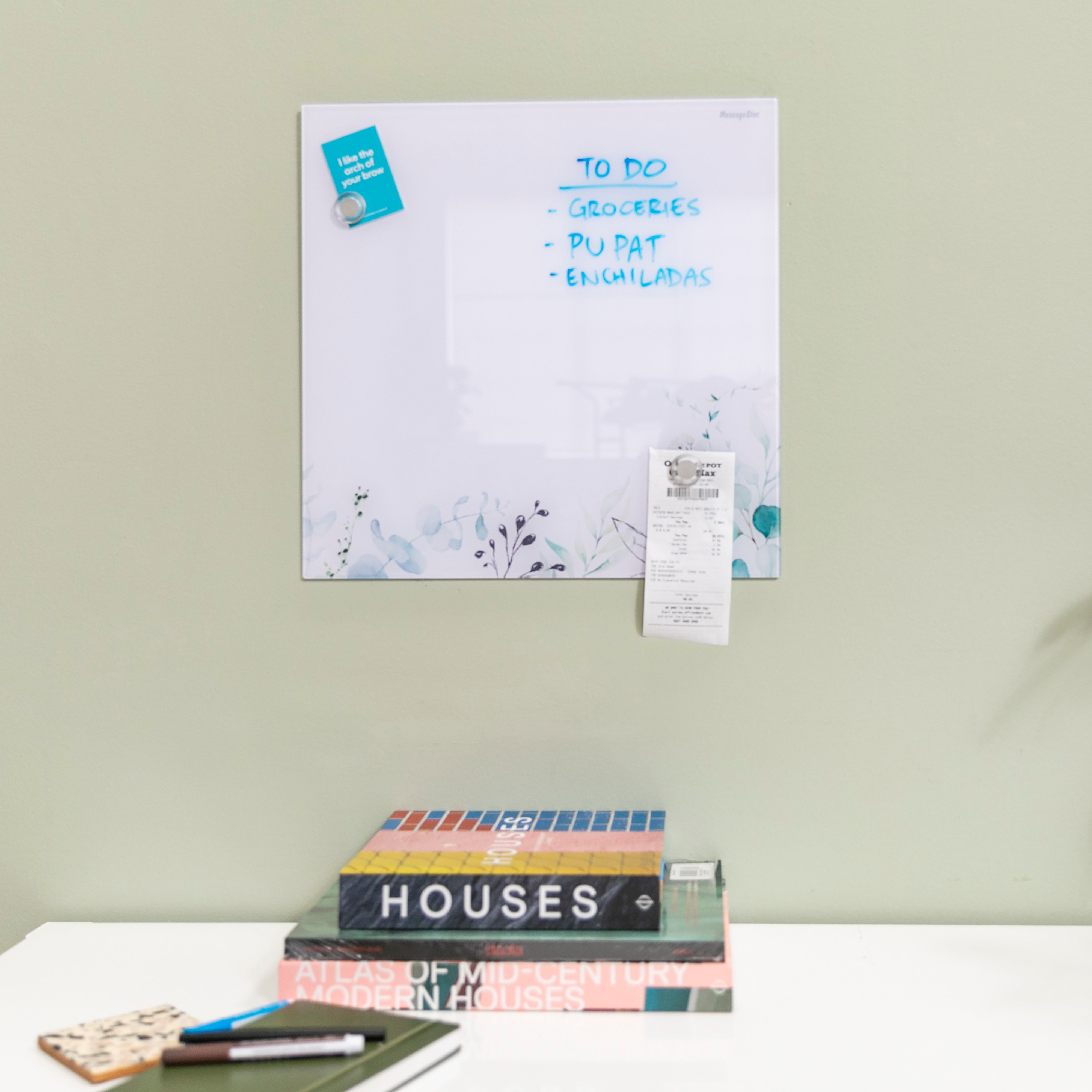 MessageStor Magnetic Dry-Erase Glass Board with Magnets, 17.5in x 17.5in, 2-Pack